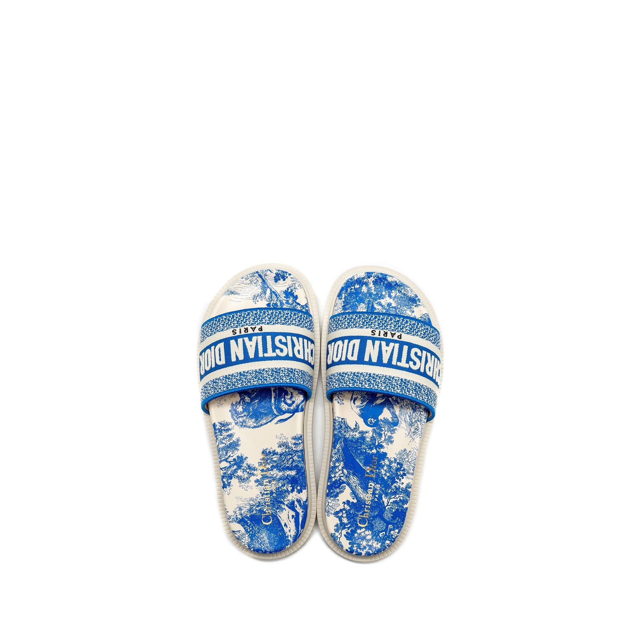 DIOR SANDALS EMBROIDERED COTTON/ RUBBER BLUE