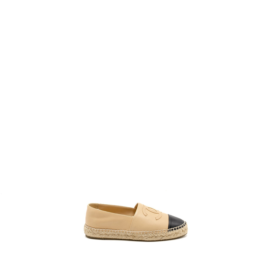 CHANEL ESPADRILLES LAMBSKIN BEIGE/BLACK
