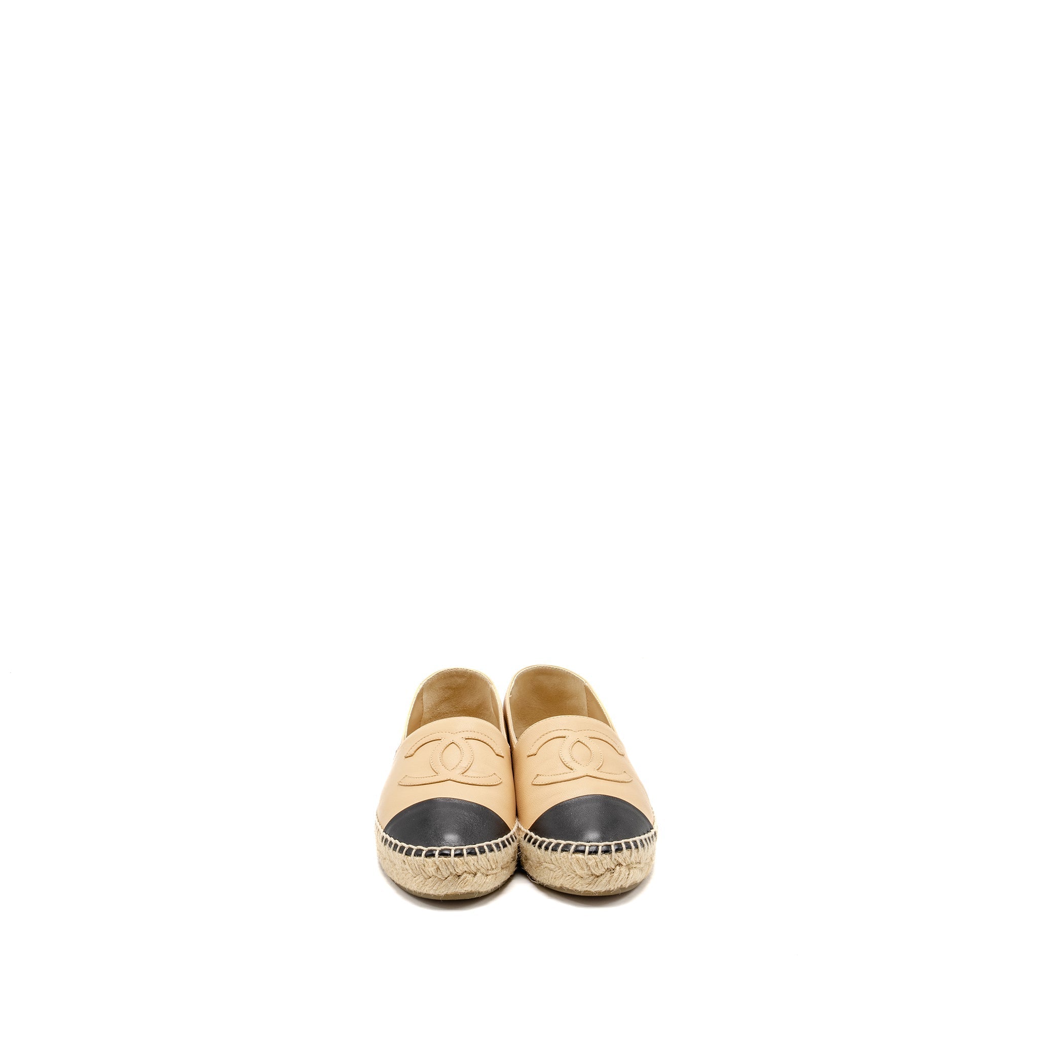 CHANEL ESPADRILLES LAMBSKIN BEIGE/BLACK