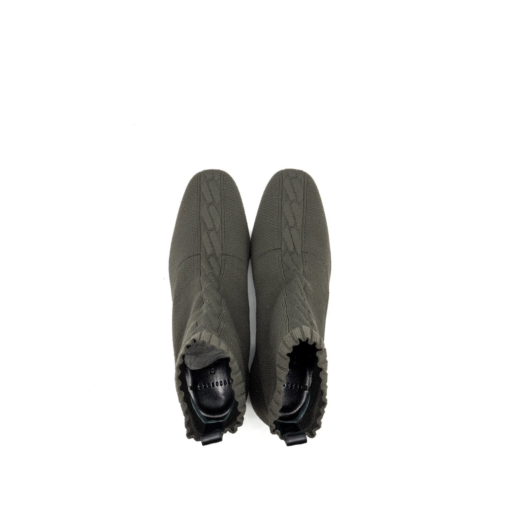 HERMES VOLVER ANKLE BOOT CHENILLE KNIT/CALFSKIN SOTTOBOSCO