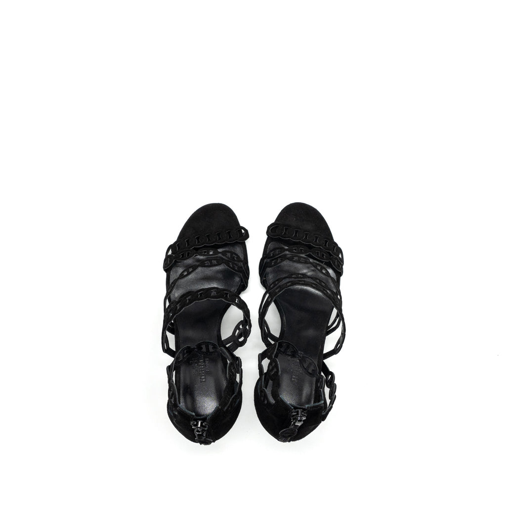 HERMES ROMY SANDALS SUEDE BLACK