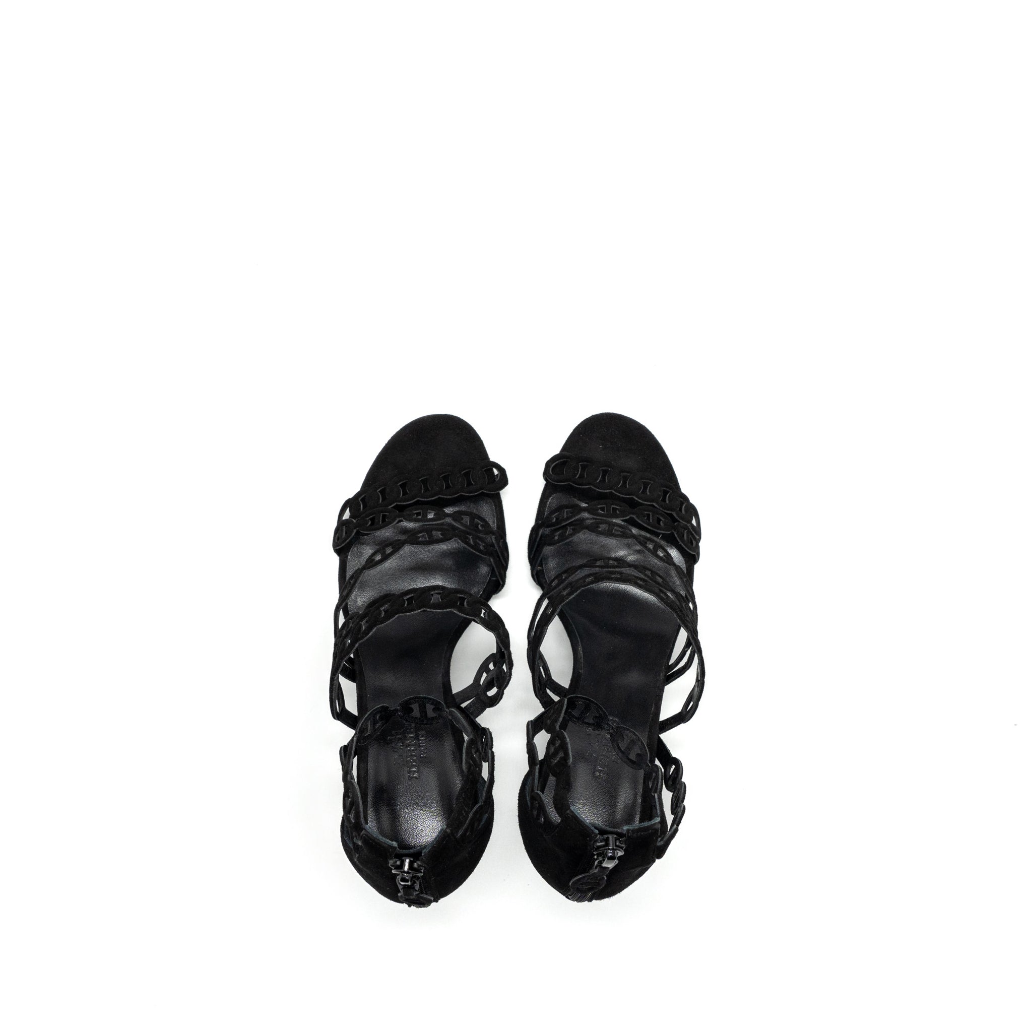 HERMES ROMY SANDALS SUEDE BLACK