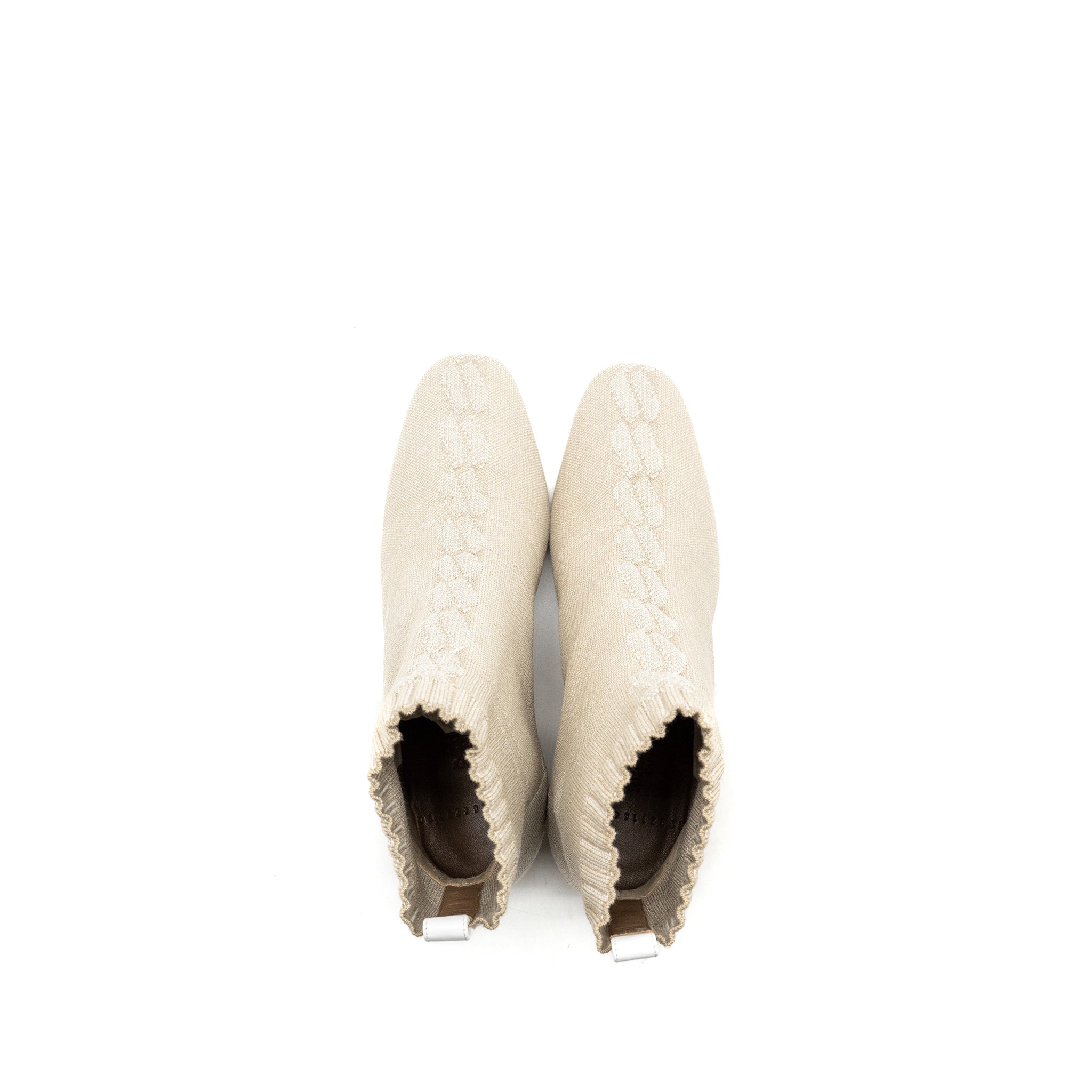 HERMES VOLVER ANKLE BOOT CHENILLE KNIT/CALFSKIN BLANC