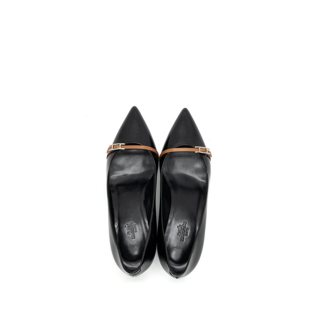 HERMES LAUREN PUMPS LEATHER BLACK SHW