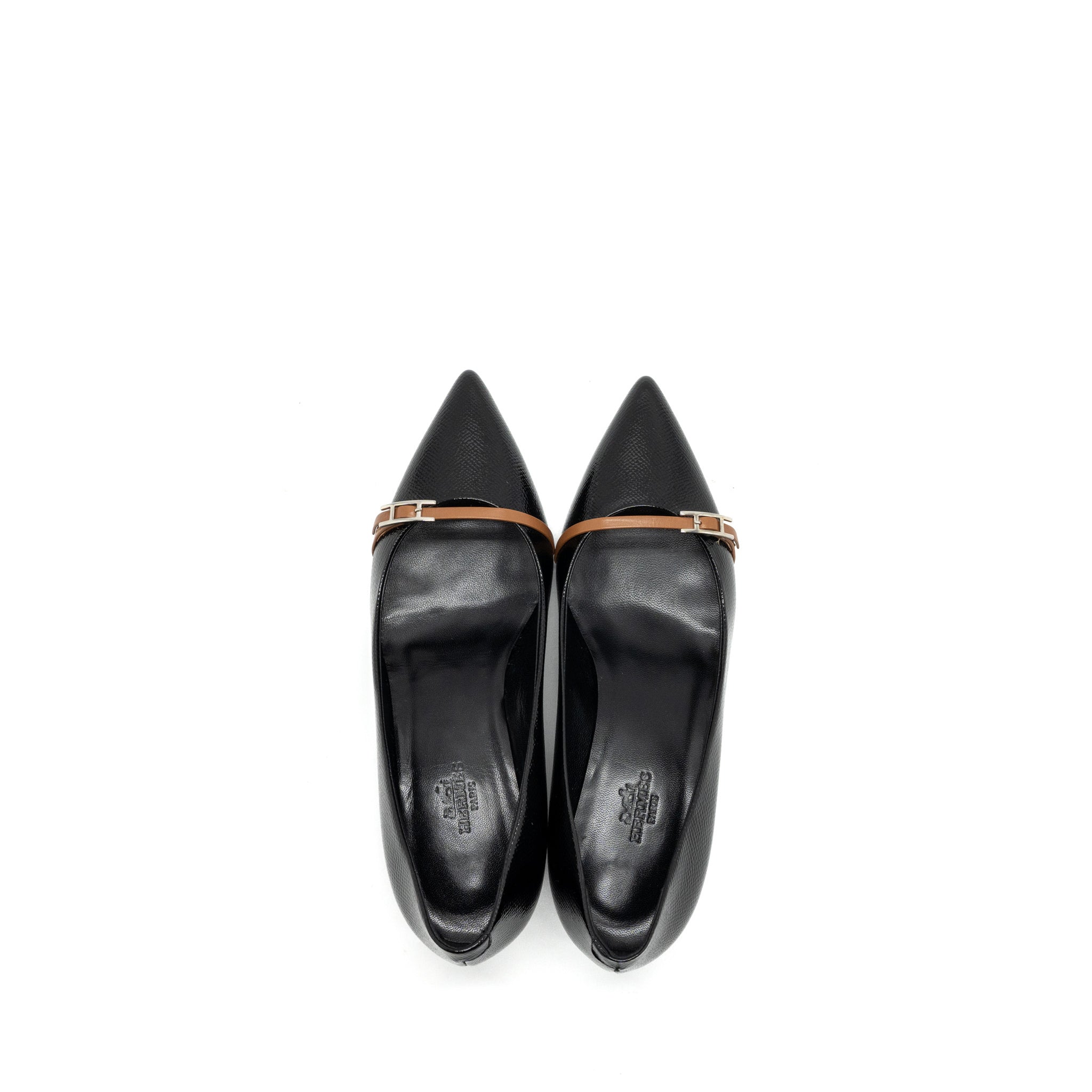 HERMES LAUREN PUMPS LEATHER BLACK SHW