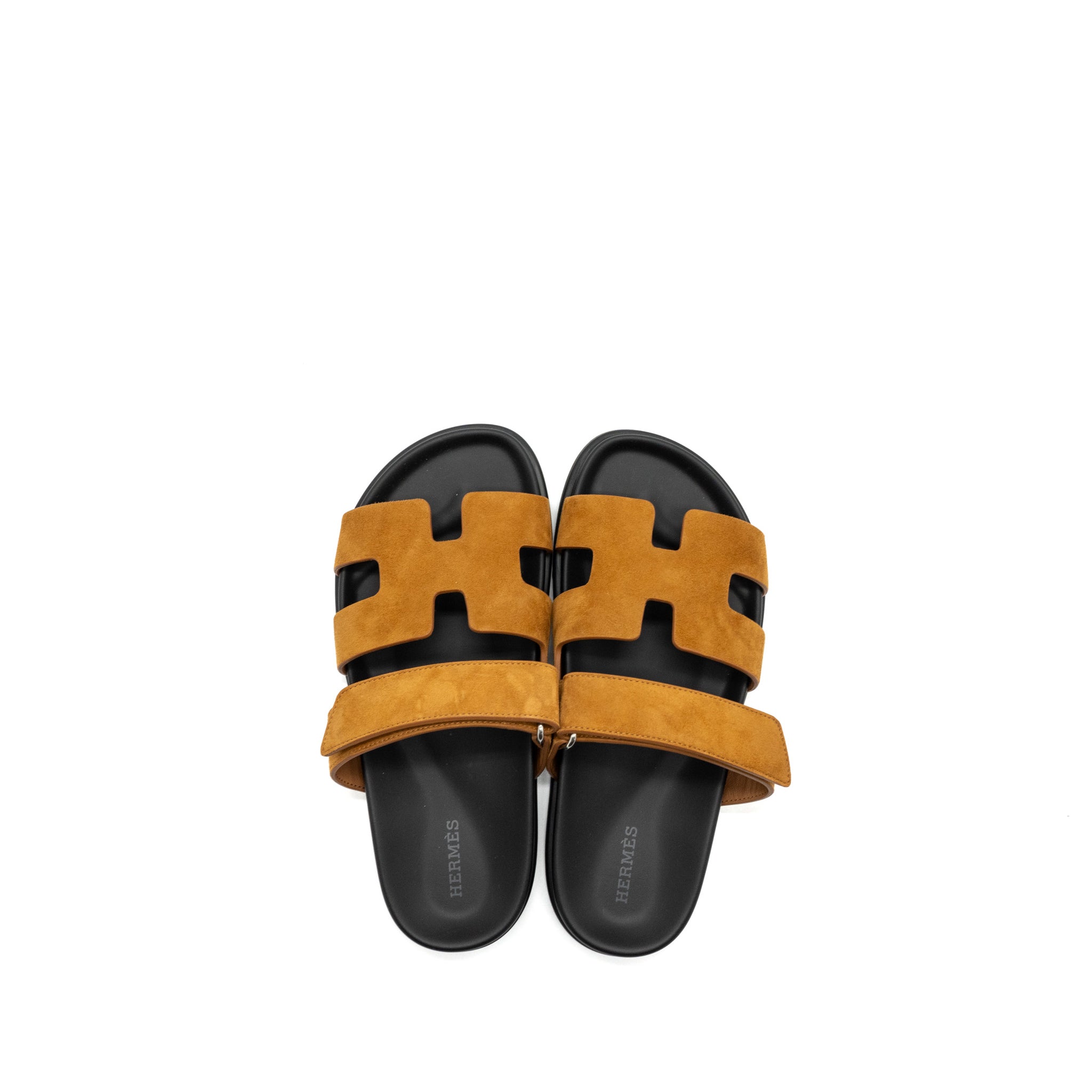 HERMES CHYPRE SANDAL SUEDE GOATSKIN GOLD