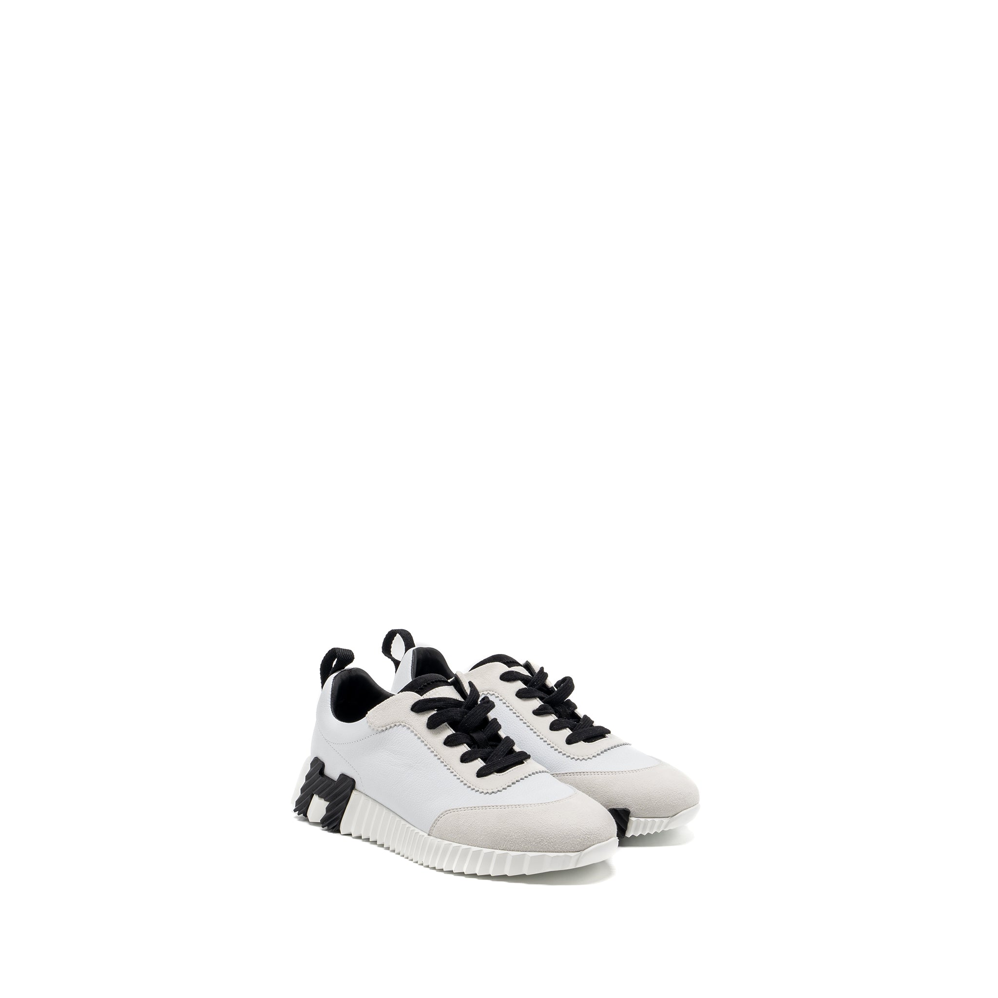HERMES FEMME BOUNCING SNEAKER CHÈVRE VELOURS BLACK / WHITE