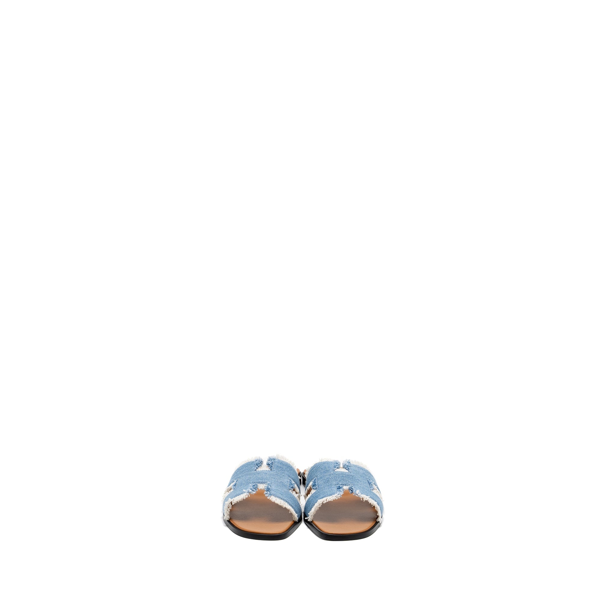 HERMES ORAN SANDALS TOILE DE COTTON BLUE CLAIR