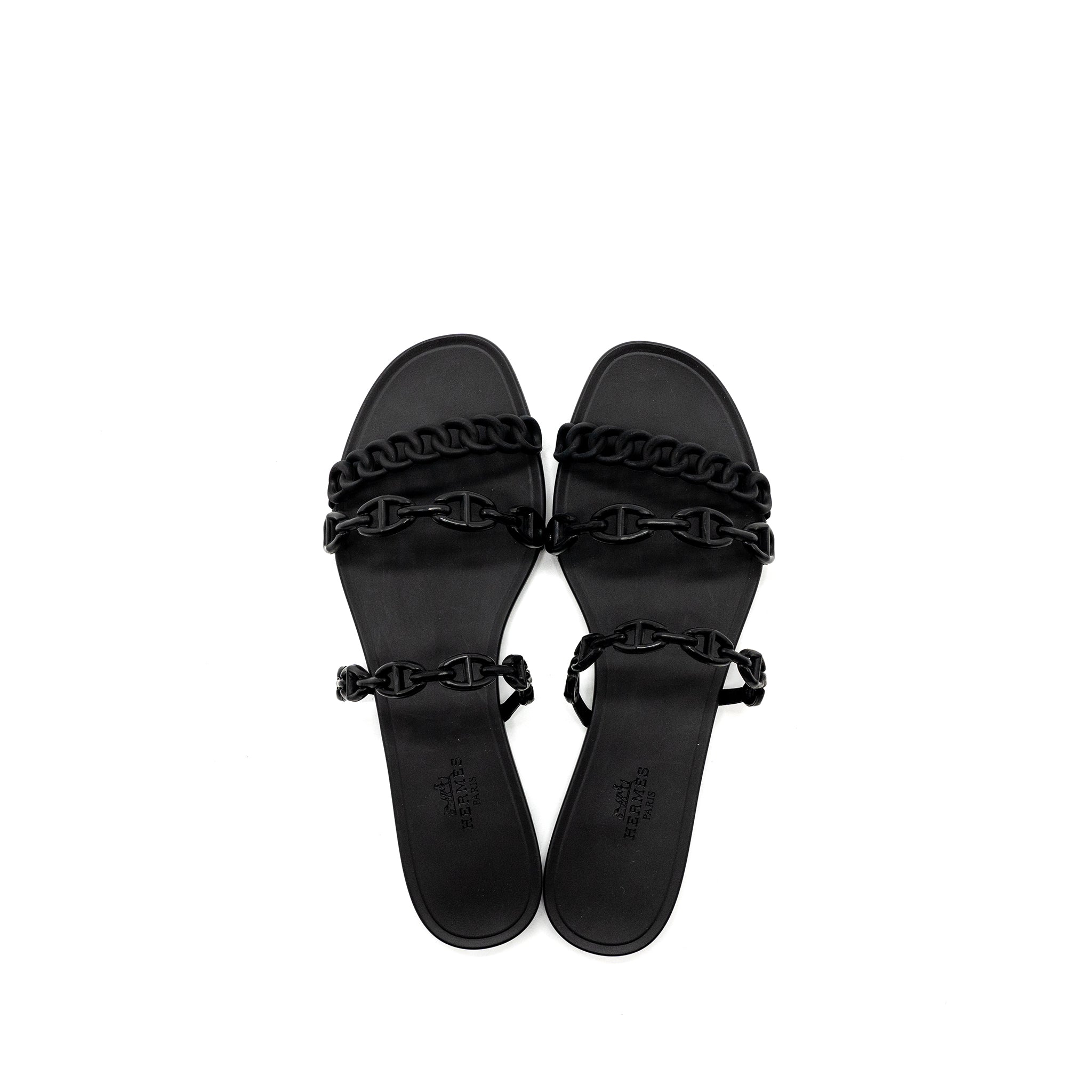 HERMES RIVAGE SANDALS RUBBER BLACK