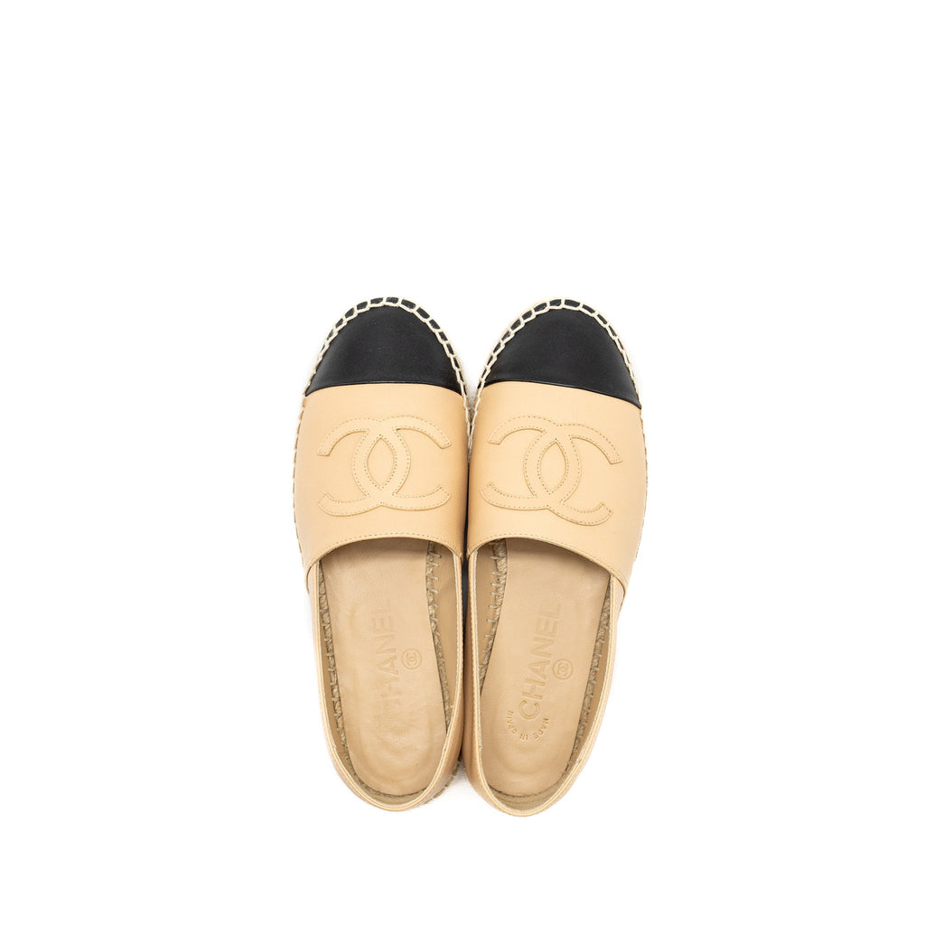 CHANEL ESPADRILLES LAMBSKIN BEIGE/BLACK