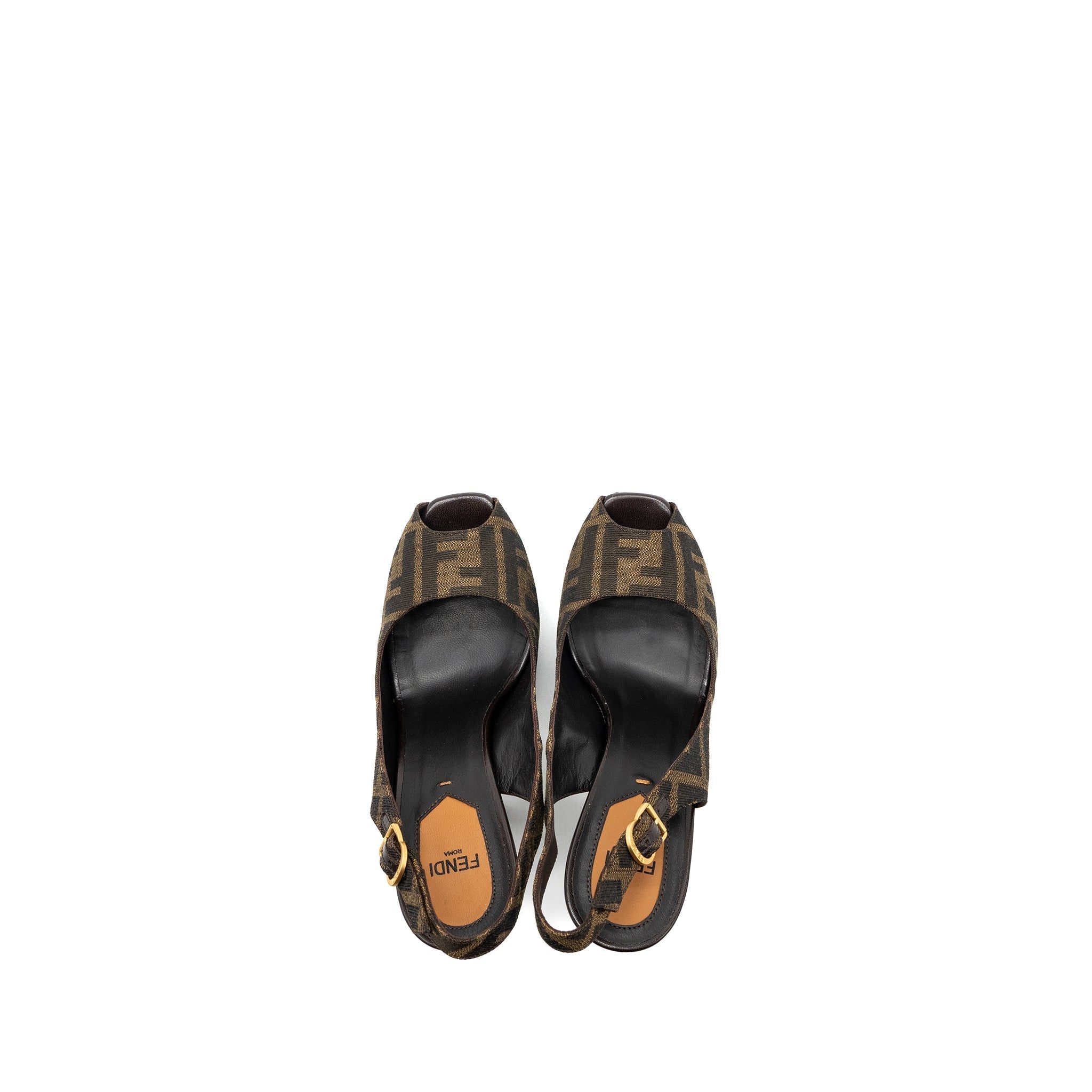 FENDI HIGH HEAL SANDALS FABRIC BROWN