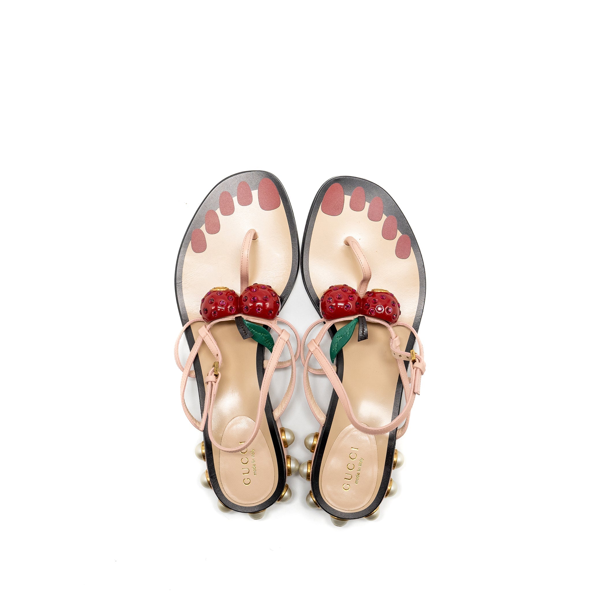 GUCCI HATSUMOMO CHERRY-EMBELLISHED SANDAL MULTICOLOUR
