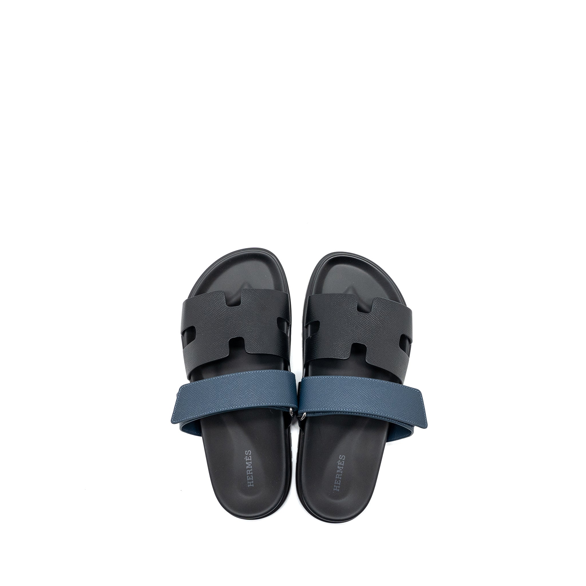 HERMES CHYPRE SANDALS BLACK/BLUE