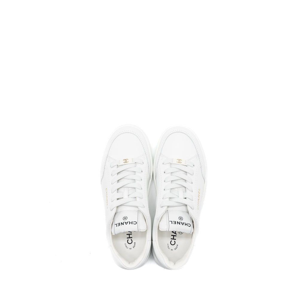 CHANEL SNEAKER LEATHER WHITE LGHW