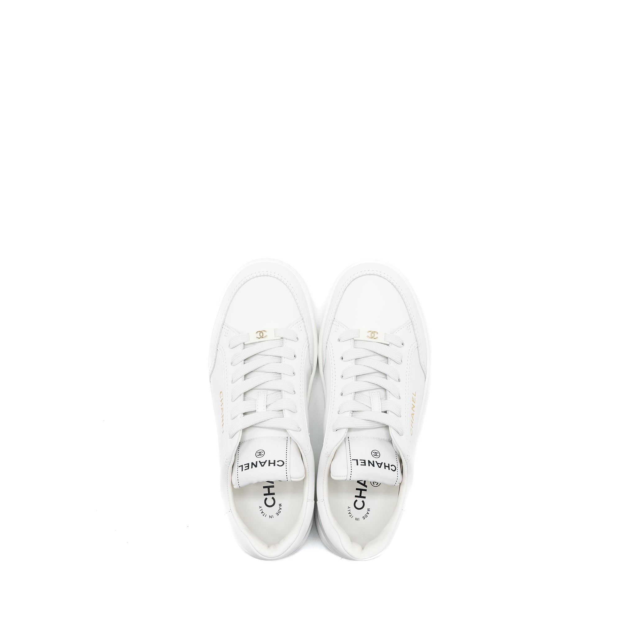 CHANEL SNEAKER LEATHER WHITE LGHW