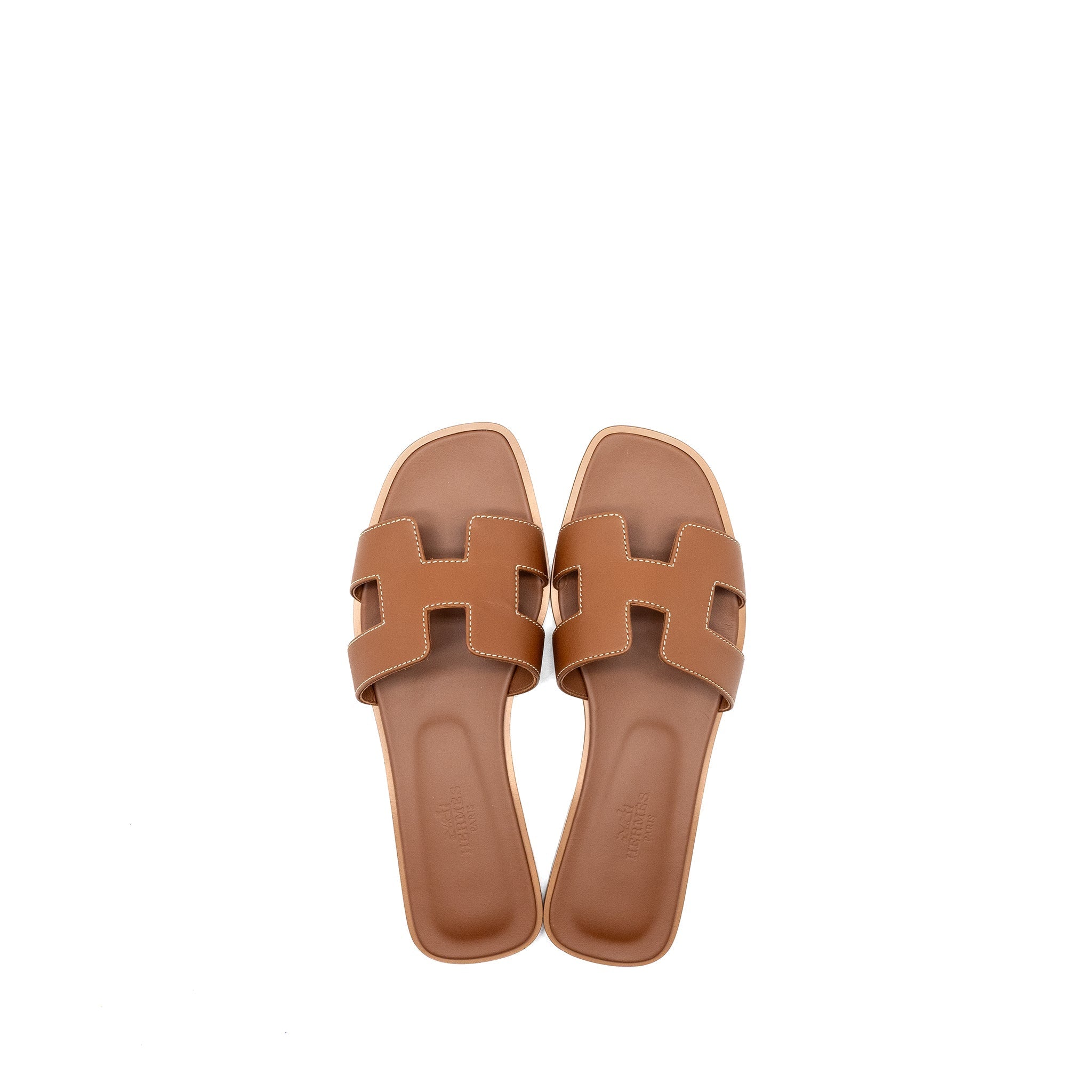 HERMES ORAN SANDALS CALFSKIN GOLD
