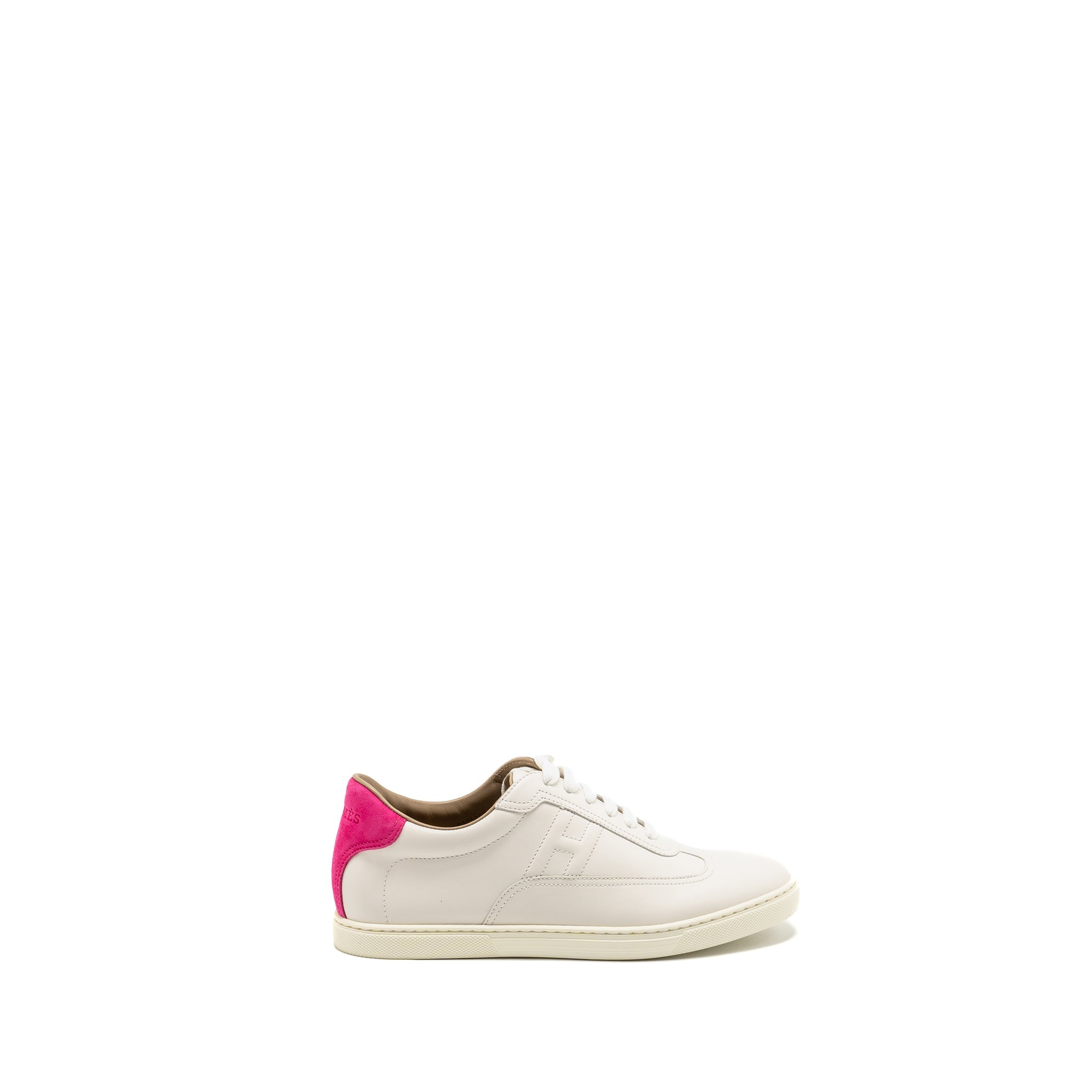 HERMES QUICKER SNEAKERS CALFSKIN WHITE / PINK