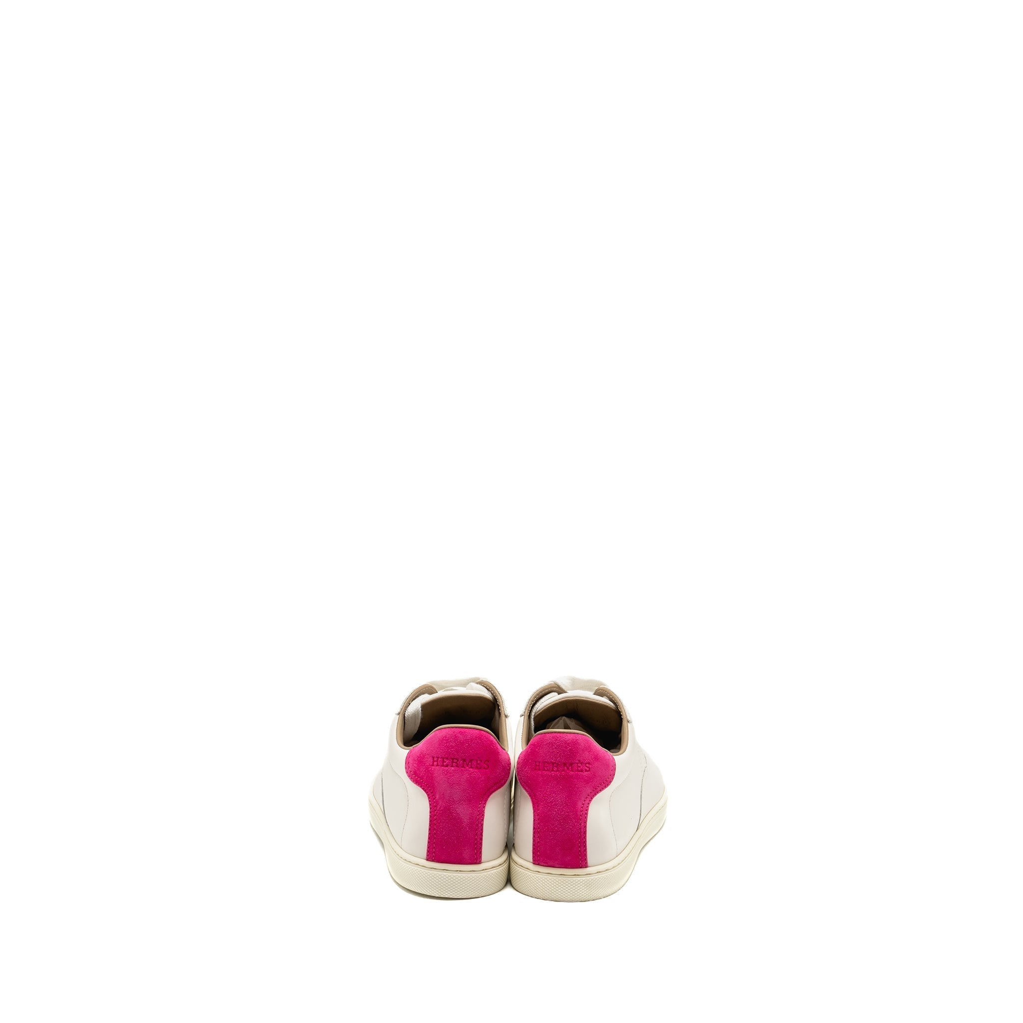 HERMES QUICKER SNEAKERS CALFSKIN WHITE / PINK