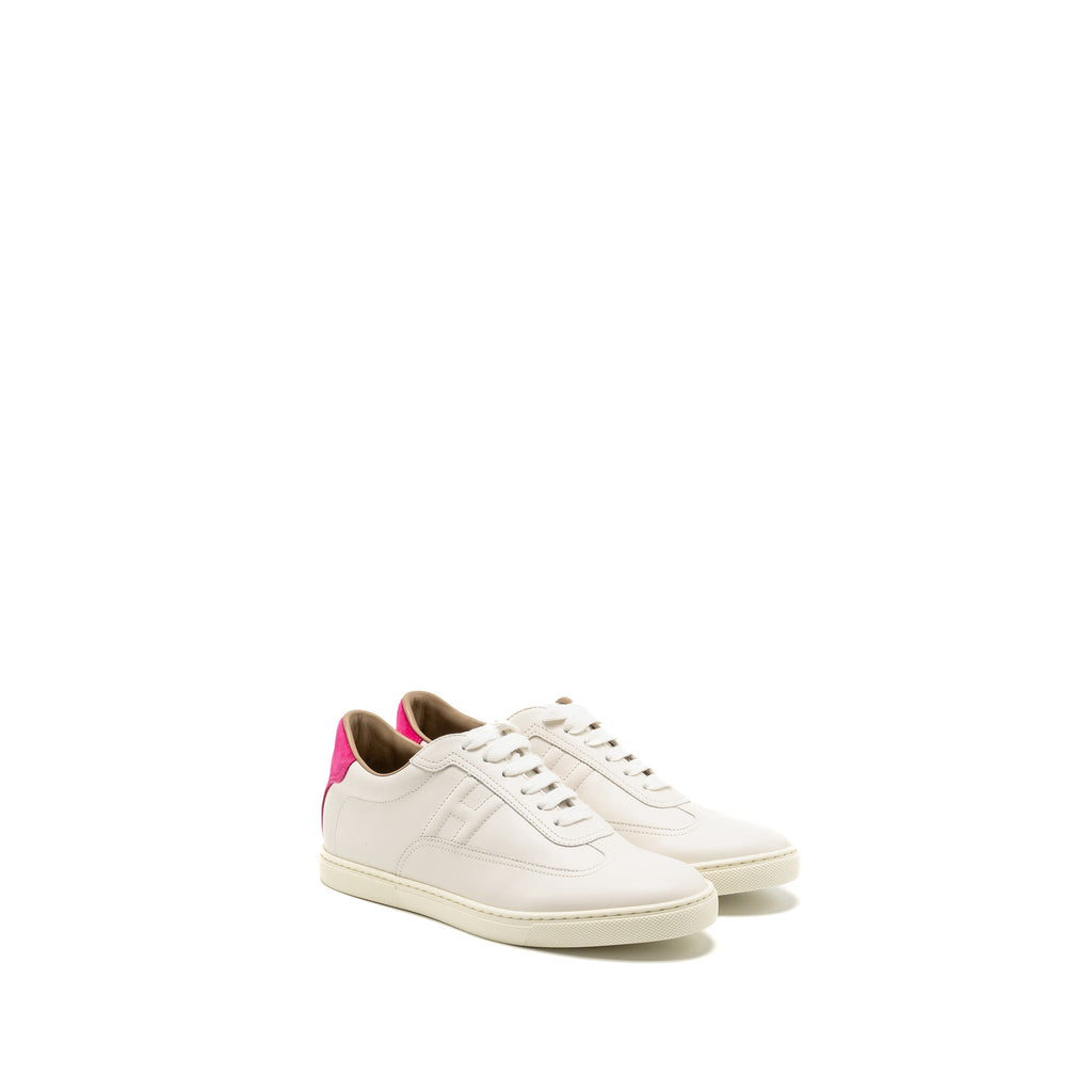 HERMES QUICKER SNEAKERS CALFSKIN WHITE / PINK