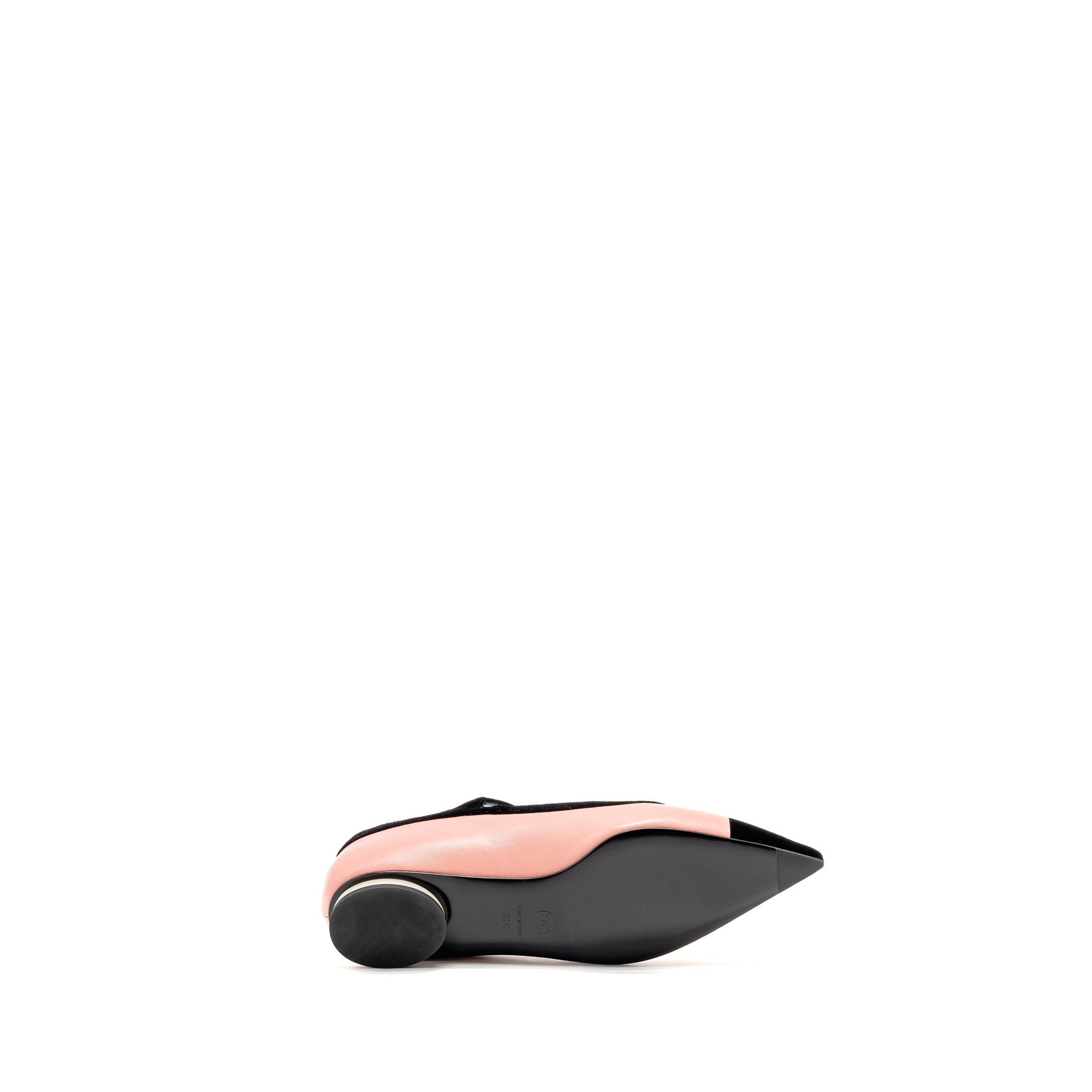 CHANEL MARY JANES LAMBSKIN/VELVET PINK/BLACK LGHW