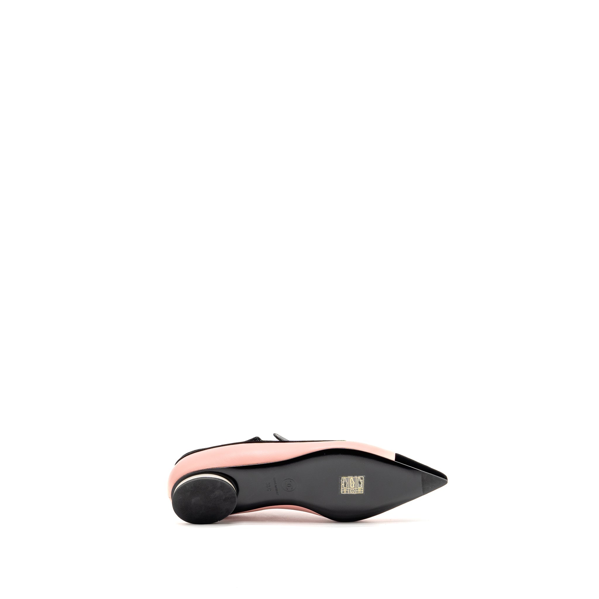 CHANEL MARY JANES LAMBSKIN/VELVET PINK/BLACK LGHW