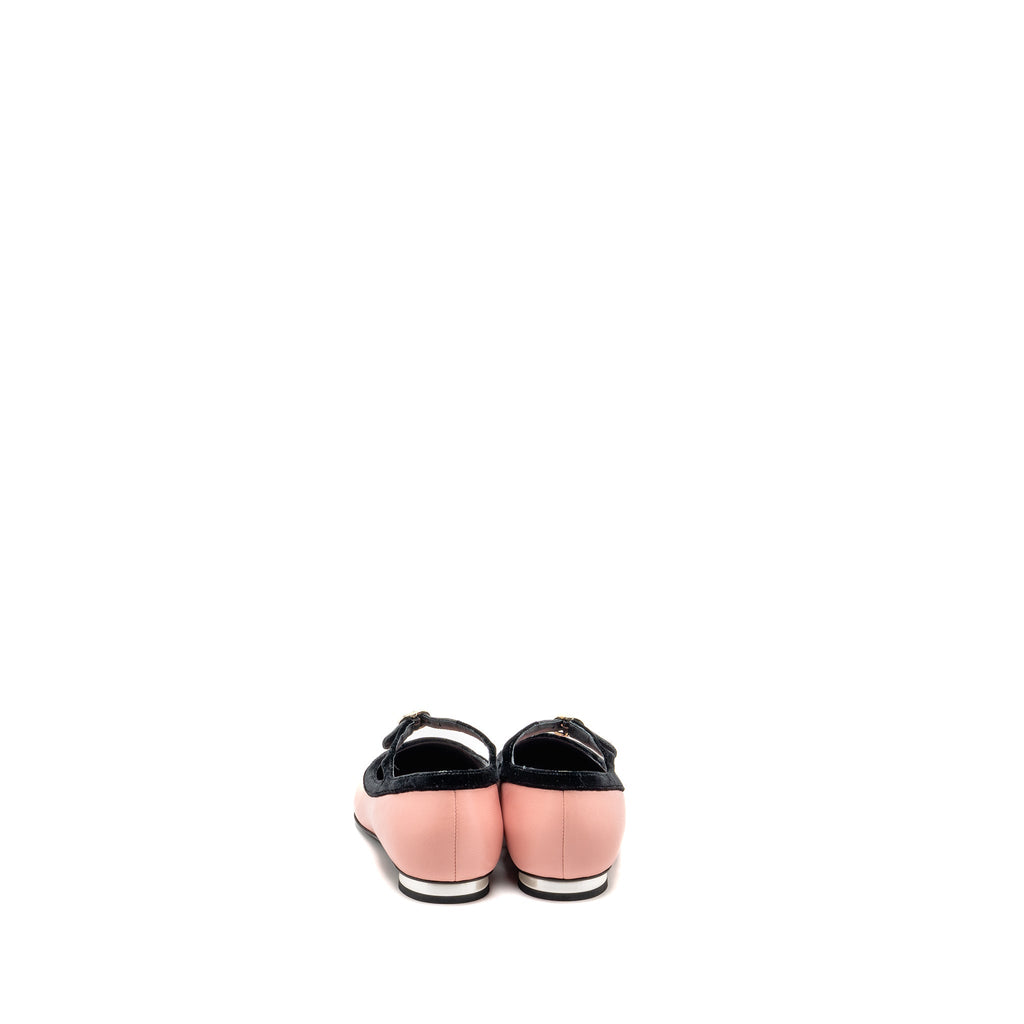 CHANEL MARY JANES LAMBSKIN/VELVET PINK/BLACK LGHW