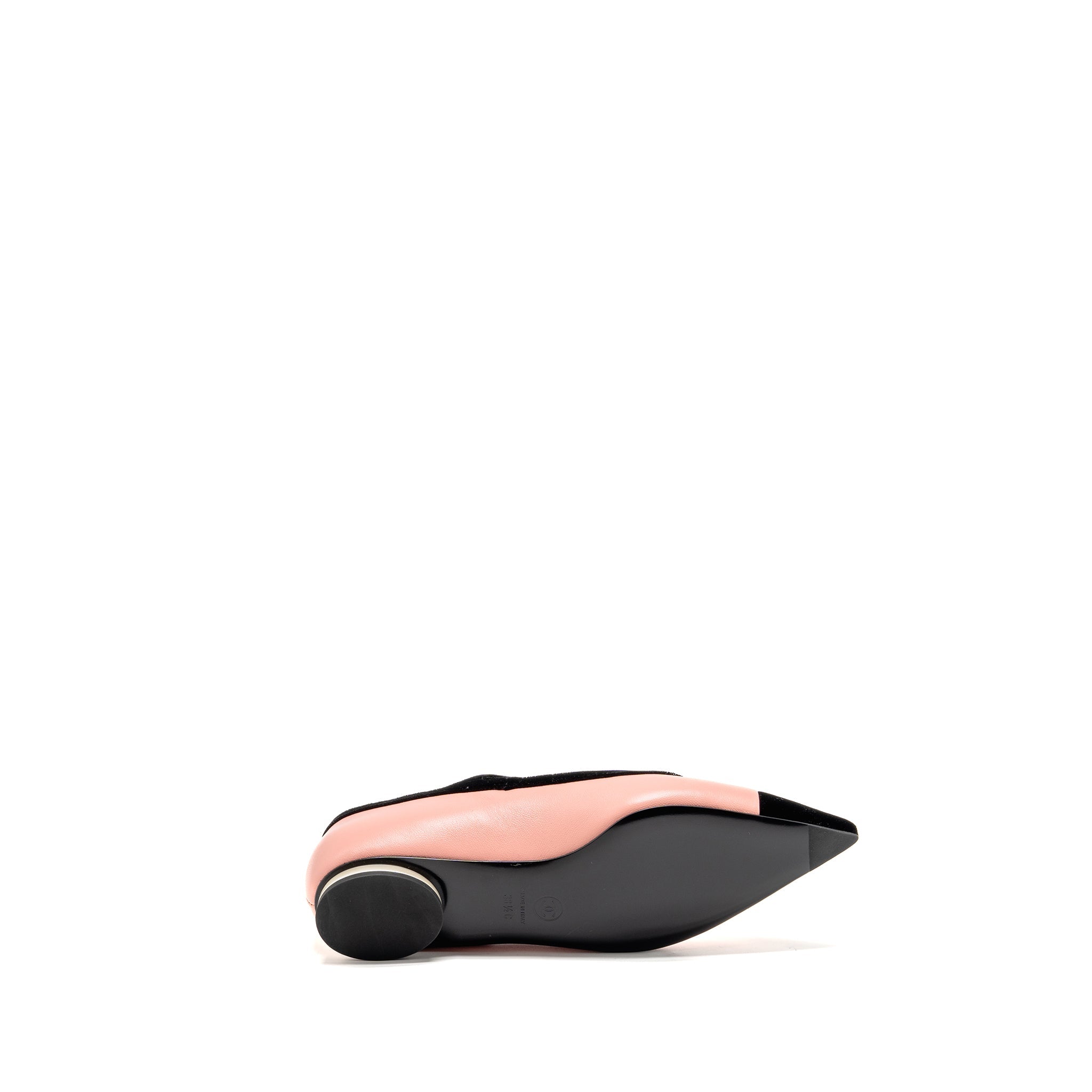 CHANEL MARY JANES LAMBSKIN/VELVET PINK/BLACK LGHW