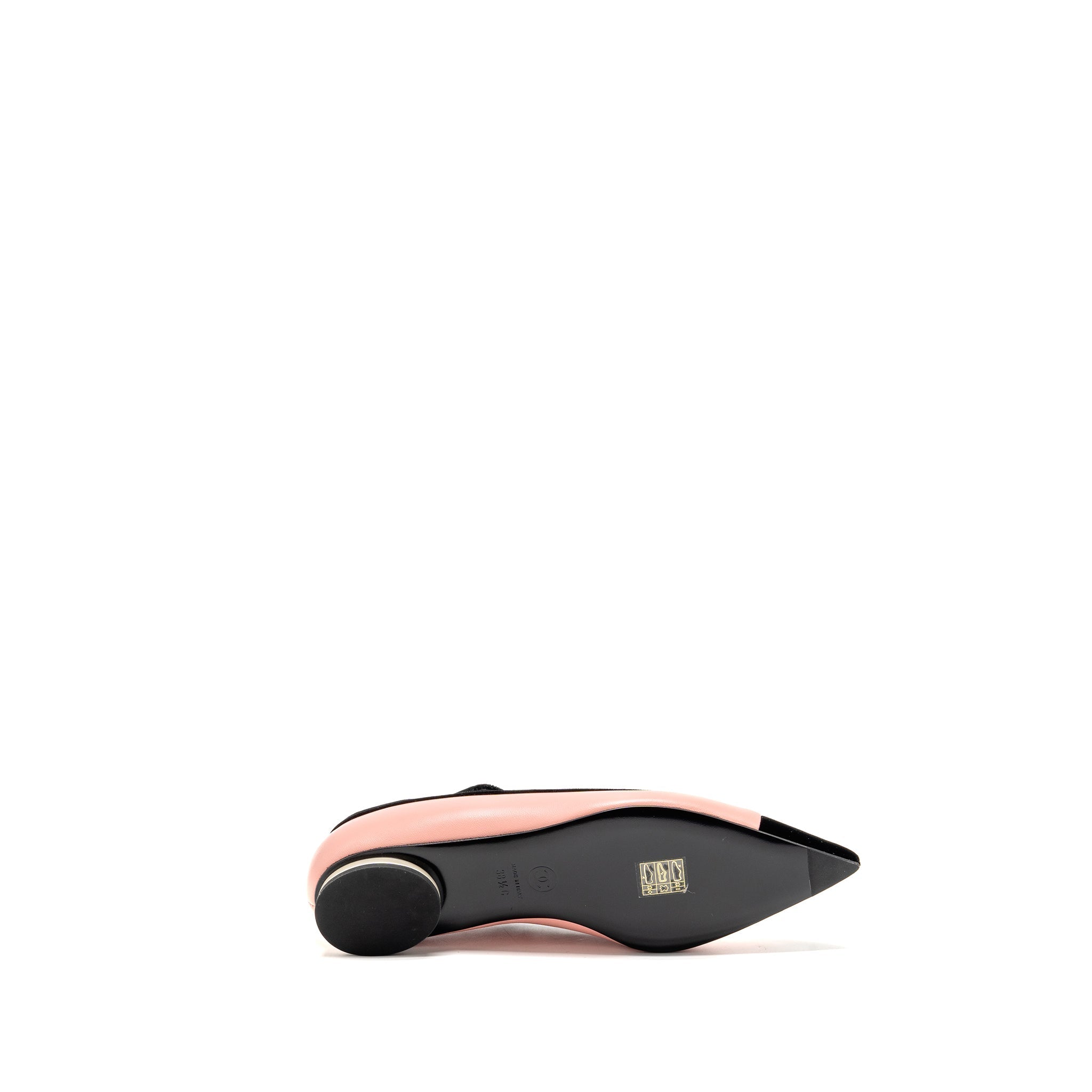 CHANEL MARY JANES LAMBSKIN/VELVET PINK/BLACK LGHW