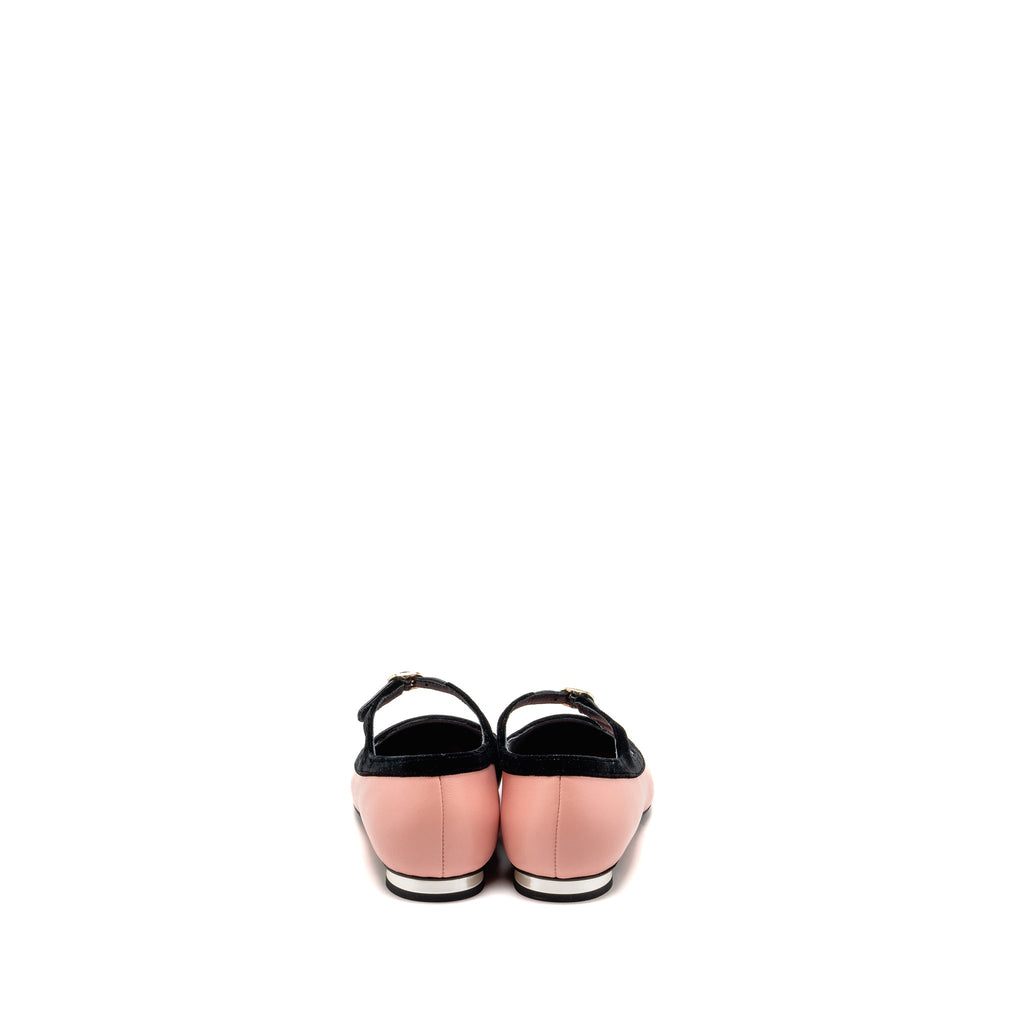 CHANEL MARY JANES LAMBSKIN/VELVET PINK/BLACK LGHW