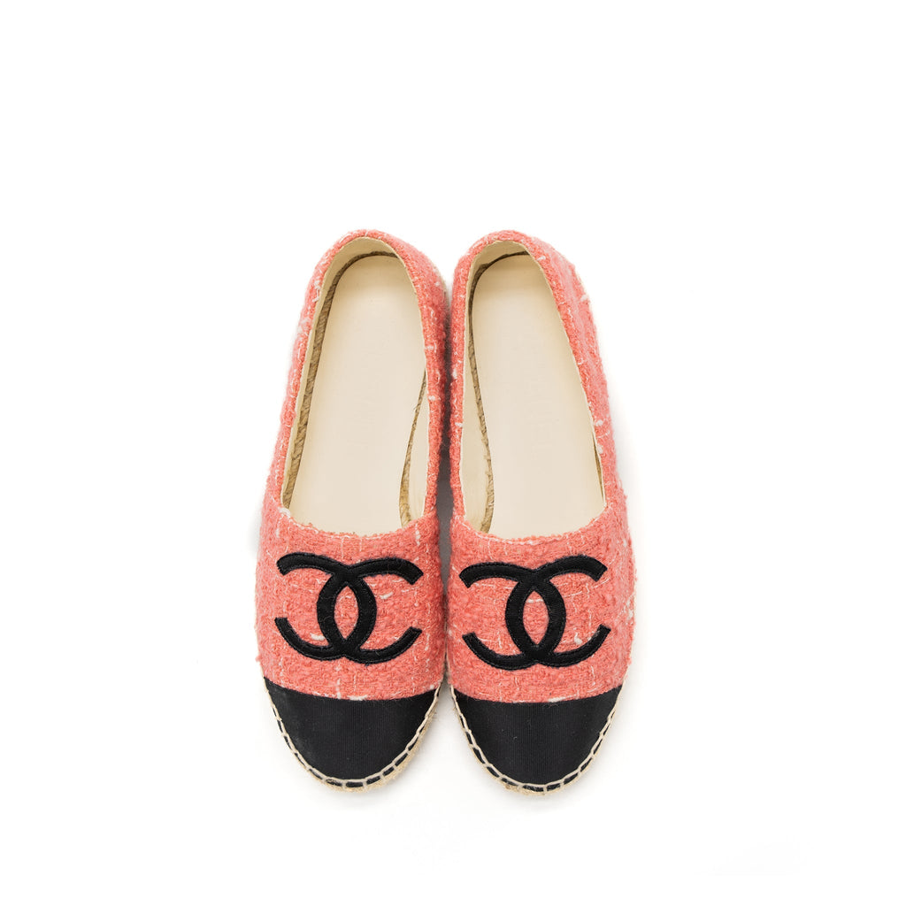 CHANEL ESPADRILLES COTTON/TWEED PINK/BLACK