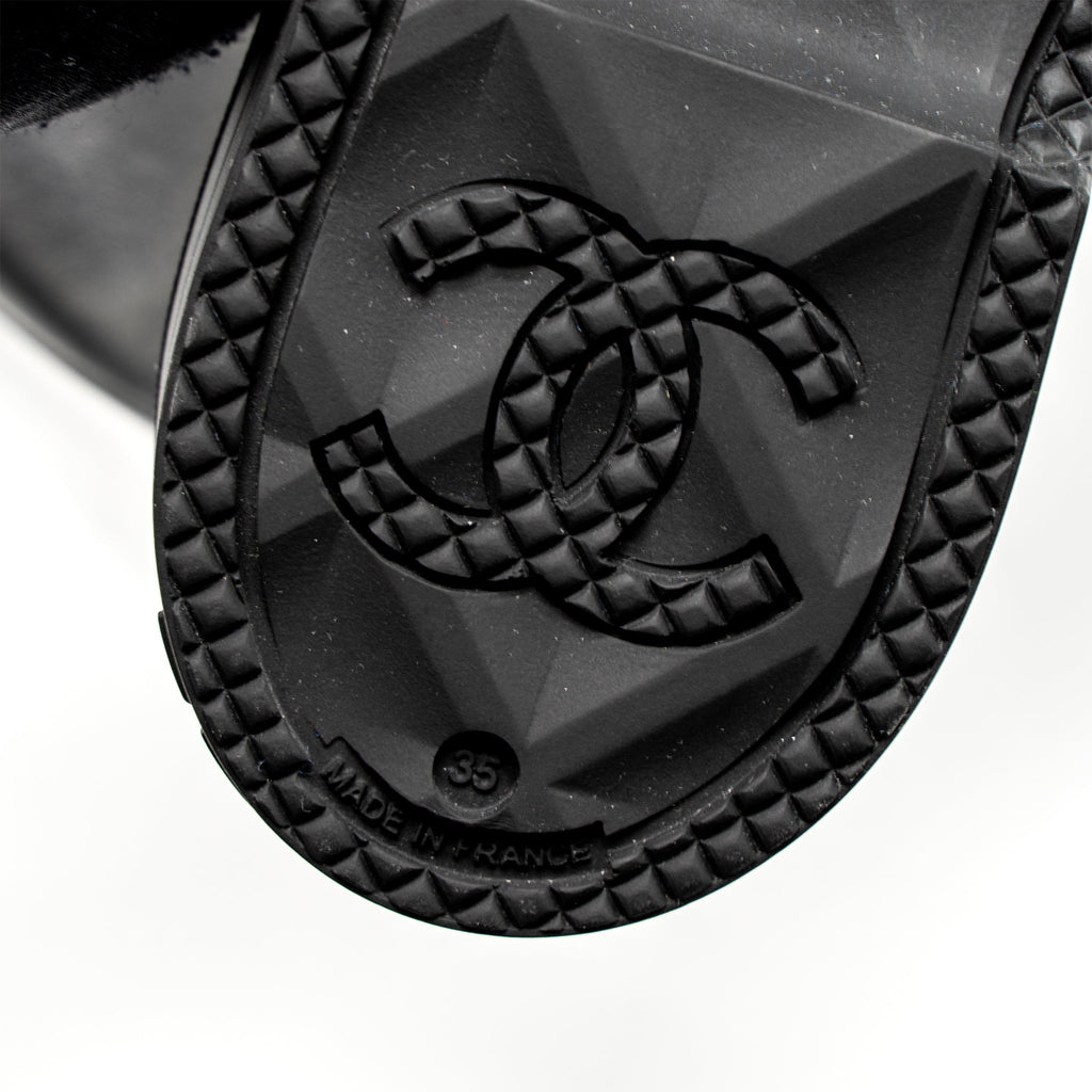 CHANEL RUBBER BOOTS BLACK/WHITE