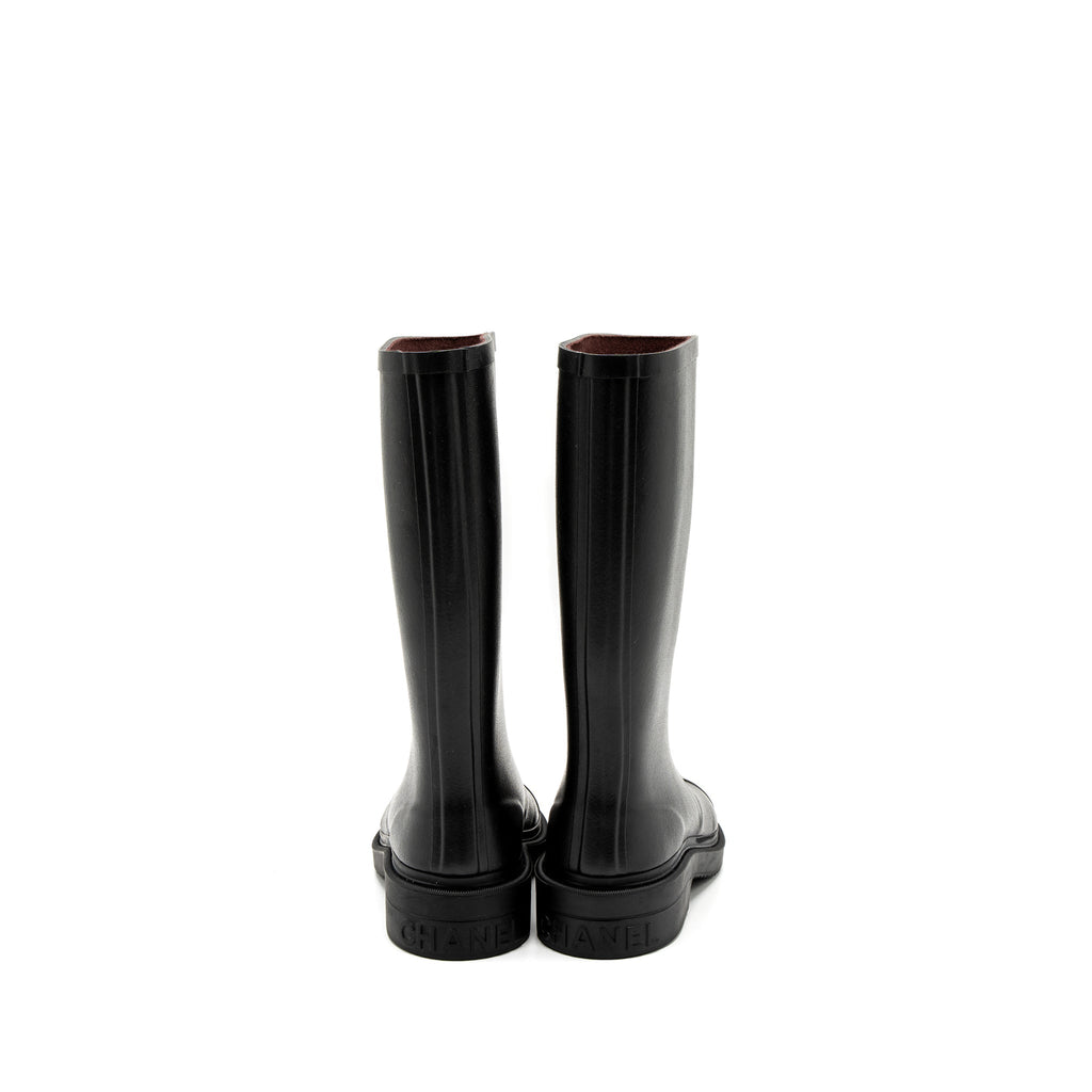 CHANEL RUBBER BOOTS BLACK/WHITE