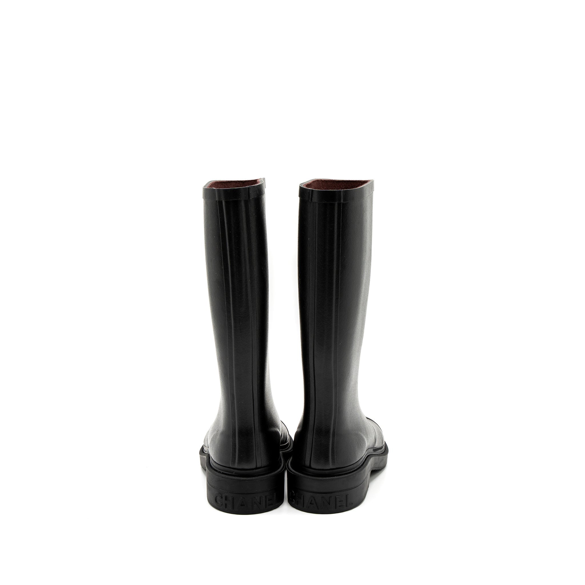 CHANEL RUBBER BOOTS BLACK/WHITE