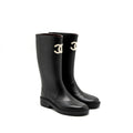 CHANEL RUBBER BOOTS BLACK/WHITE