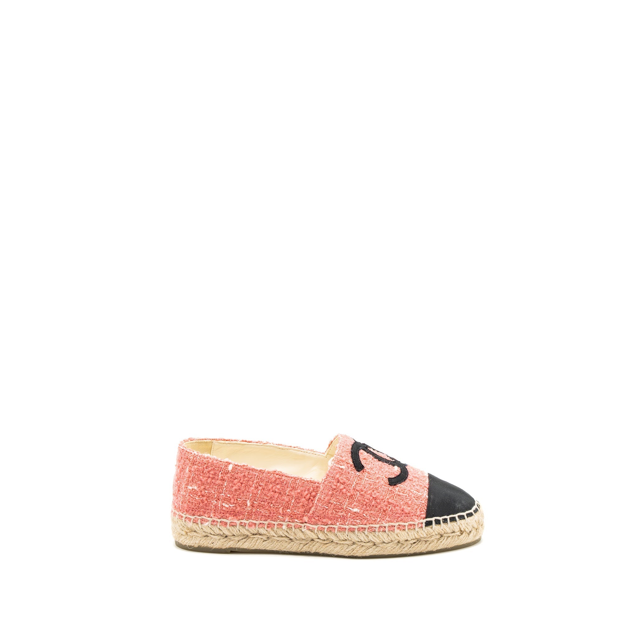 CHANEL ESPADRILLES COTTON/TWEED PINK/BLACK
