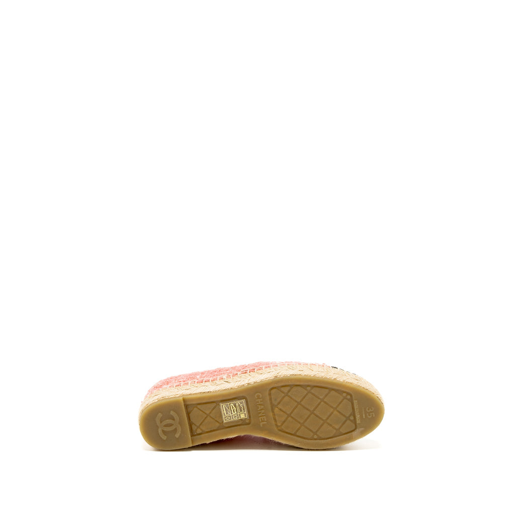 CHANEL ESPADRILLES COTTON/TWEED PINK/BLACK