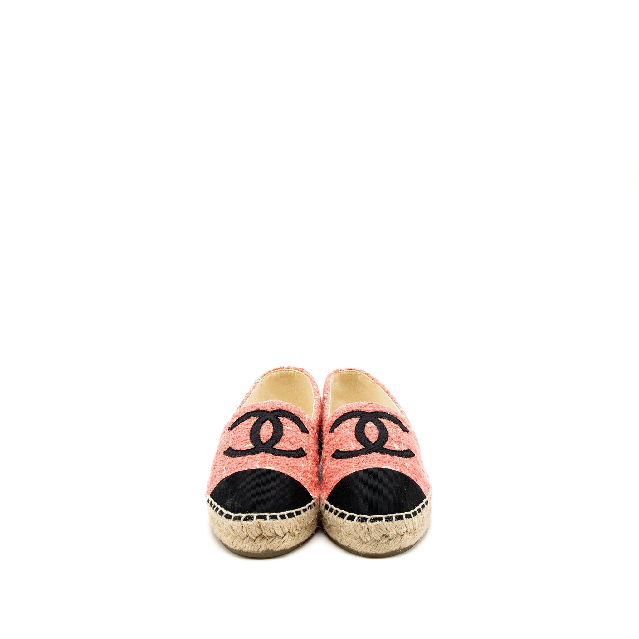 CHANEL ESPADRILLES COTTON/TWEED PINK/BLACK