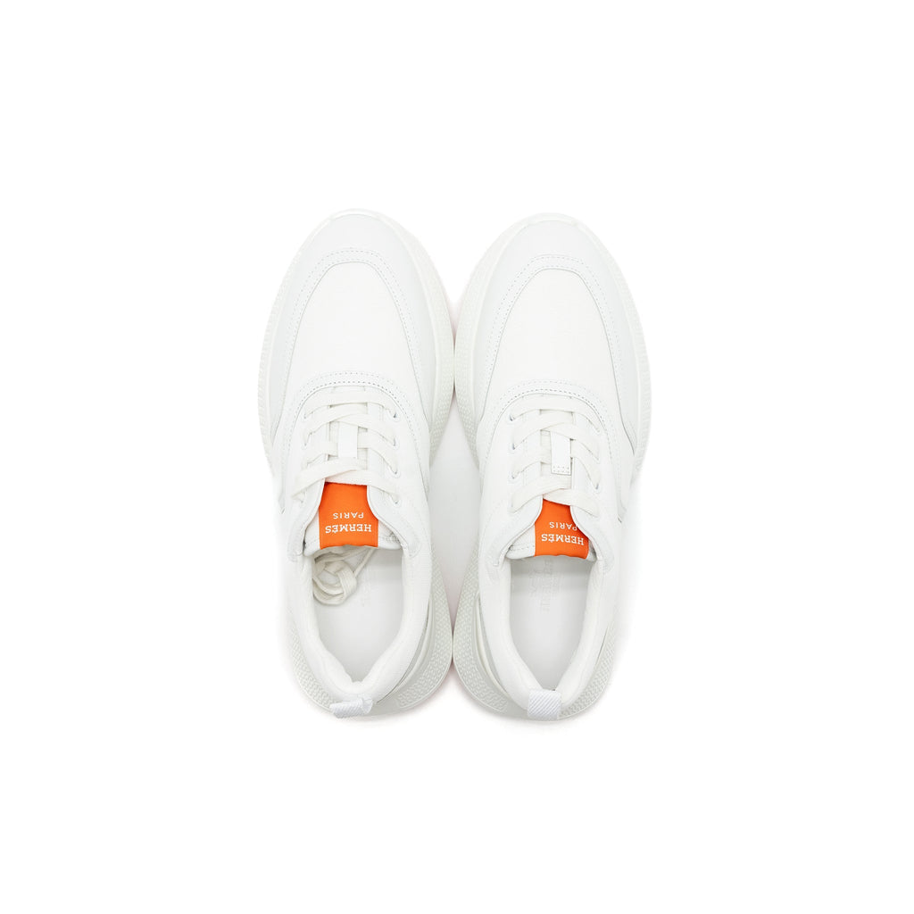 HERMES GIGA SNEAKER MESH/CALFSKIN WHITE/ORANGE