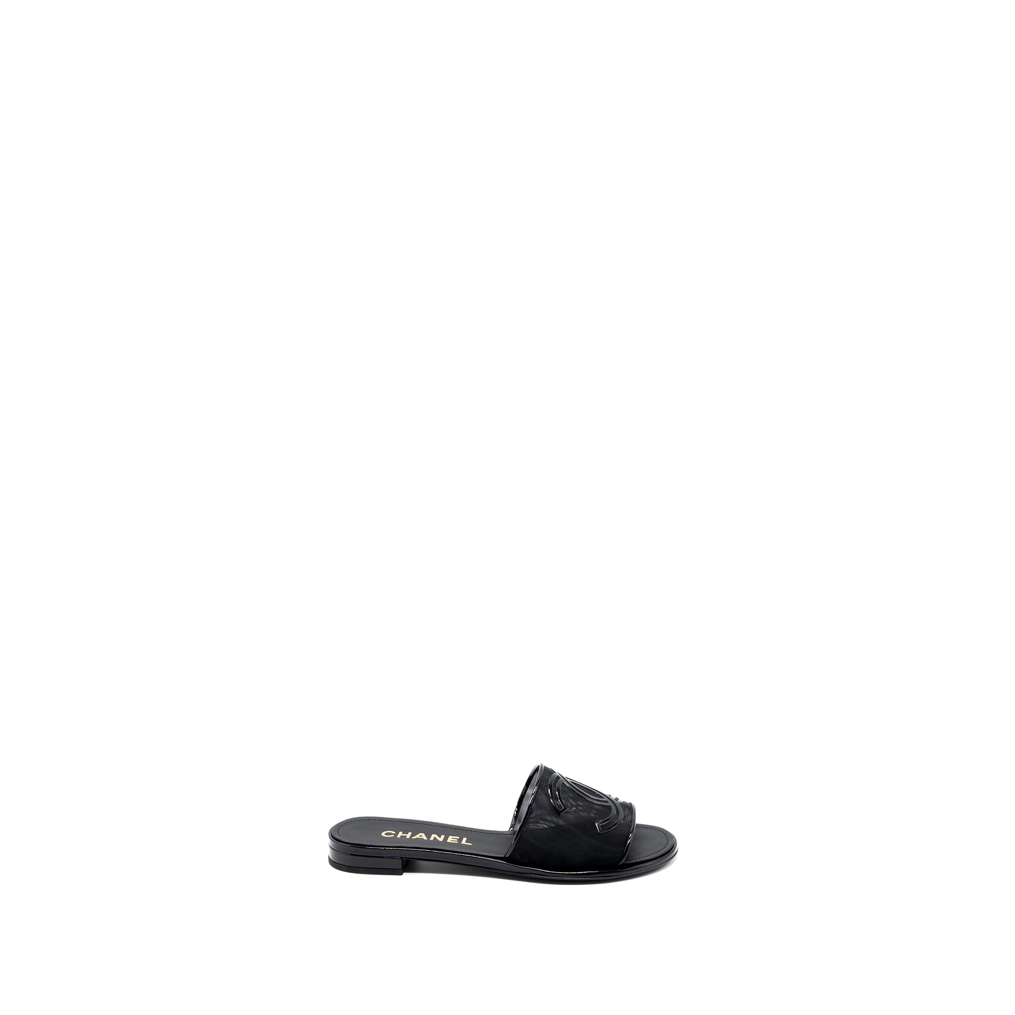 CHANEL CC LOGO SANDALS BLACK