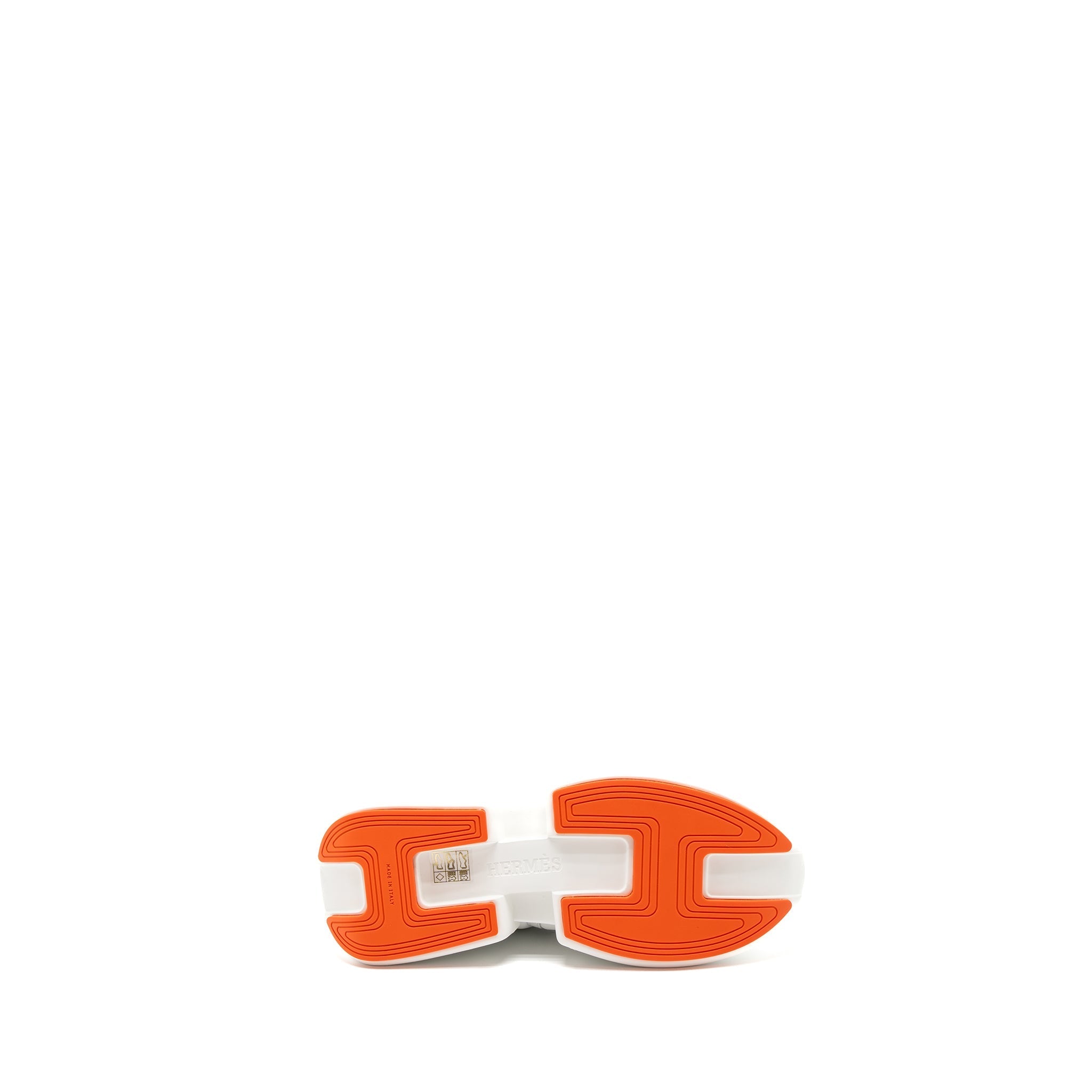 HERMES GIGA SNEAKER MESH/CALFSKIN WHITE/ORANGE