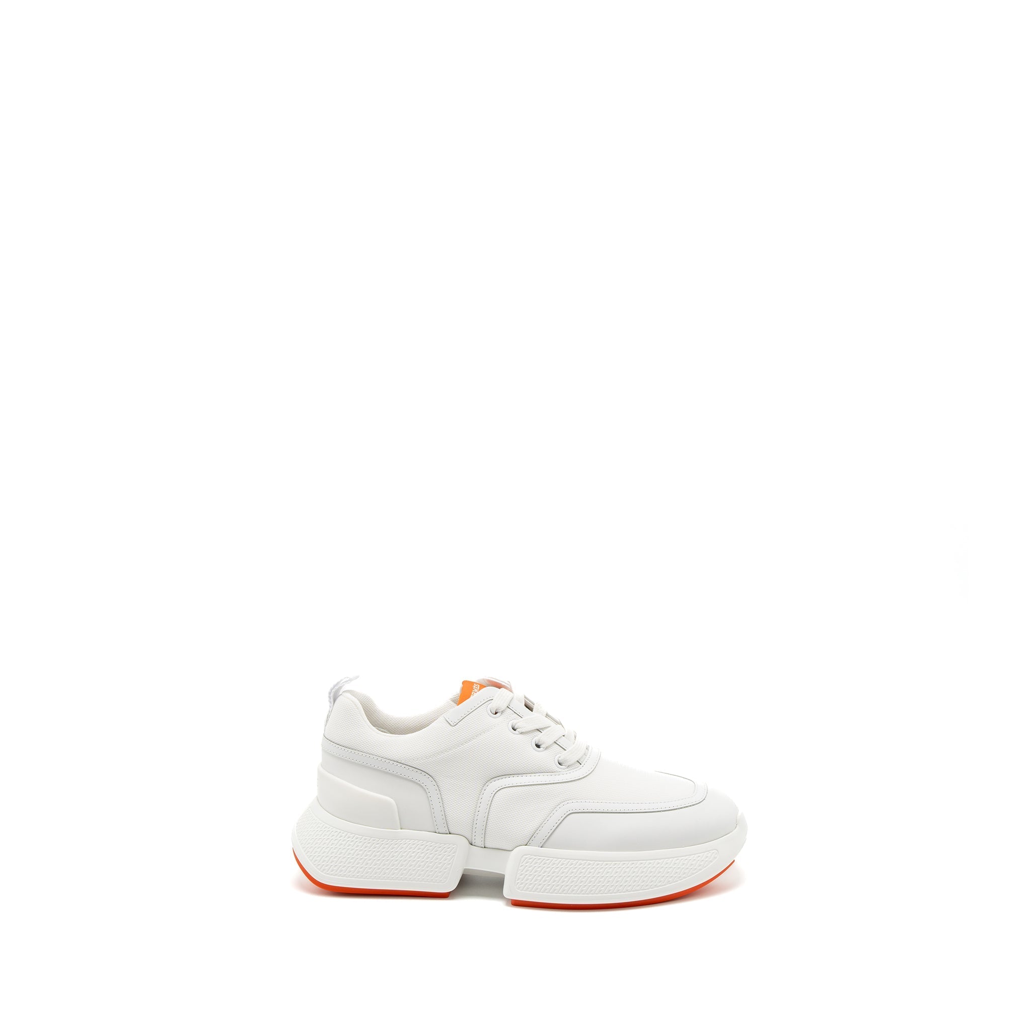 HERMES GIGA SNEAKER MESH/CALFSKIN WHITE/ORANGE