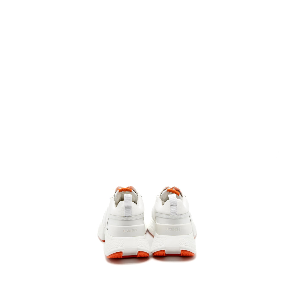 HERMES GIGA SNEAKER MESH/CALFSKIN WHITE/ORANGE