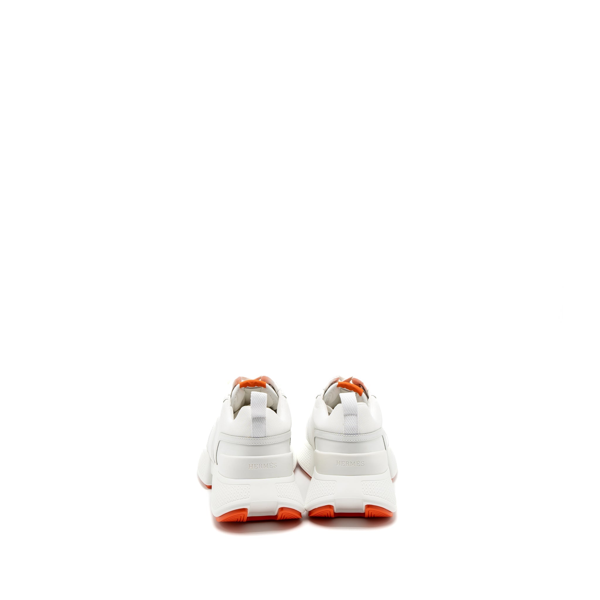 HERMES GIGA SNEAKER MESH/CALFSKIN WHITE/ORANGE