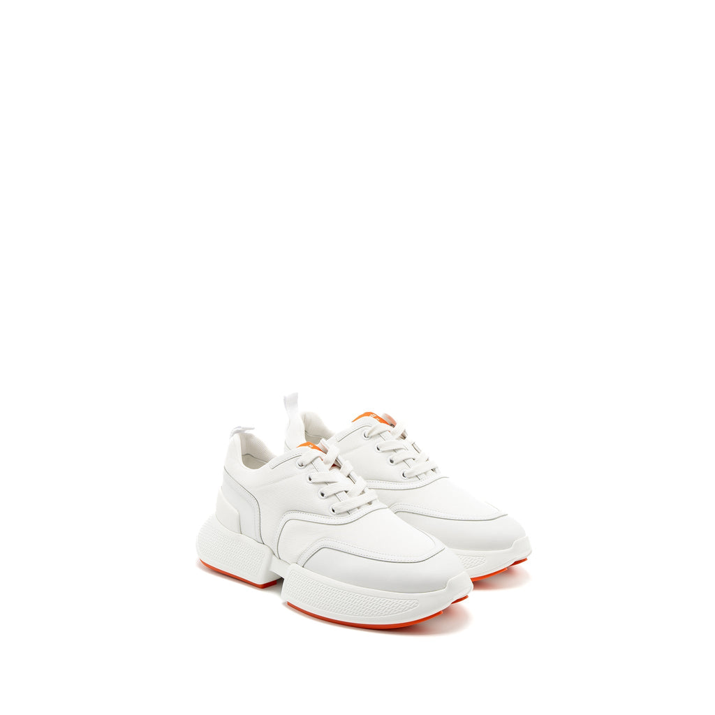 HERMES GIGA SNEAKER MESH/CALFSKIN WHITE/ORANGE