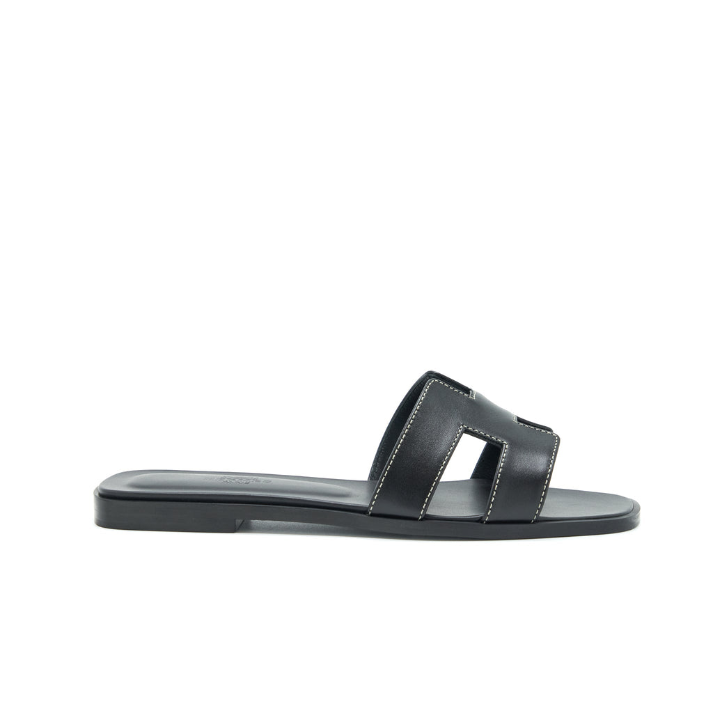 HERMES ORAN SANDAL BOX BLACK