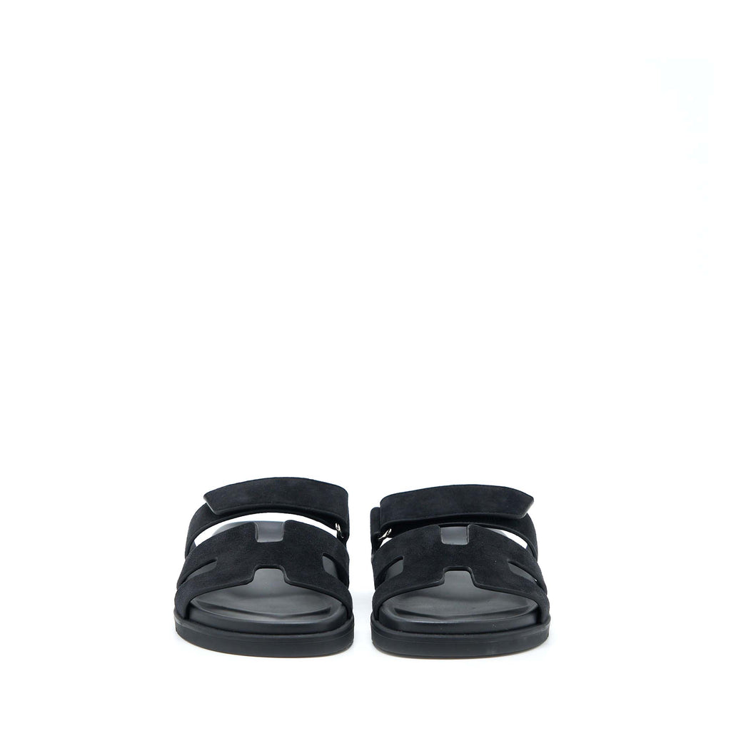 HERMES CHYPRE SANDAL SUEDE BLACK SHW