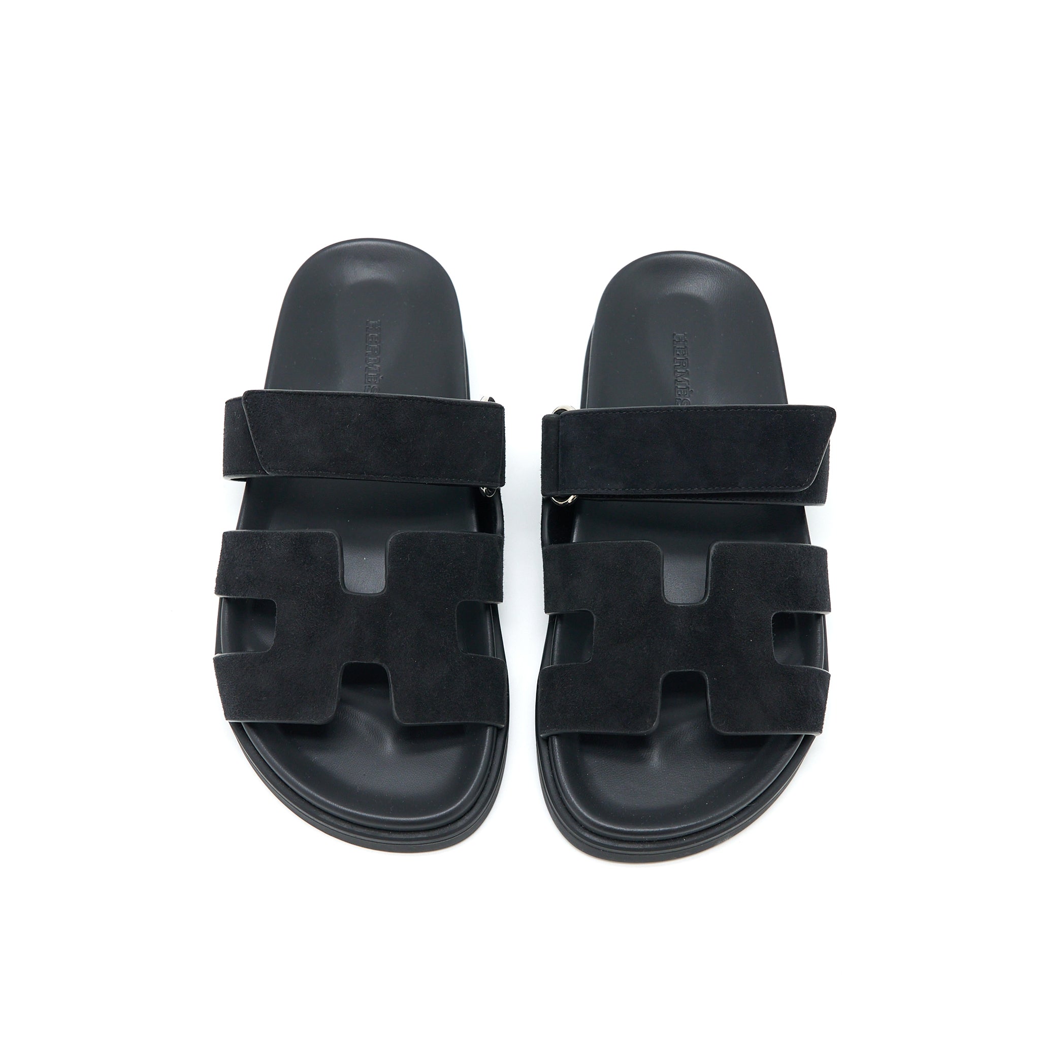 HERMES CHYPRE SANDAL SUEDE BLACK SHW