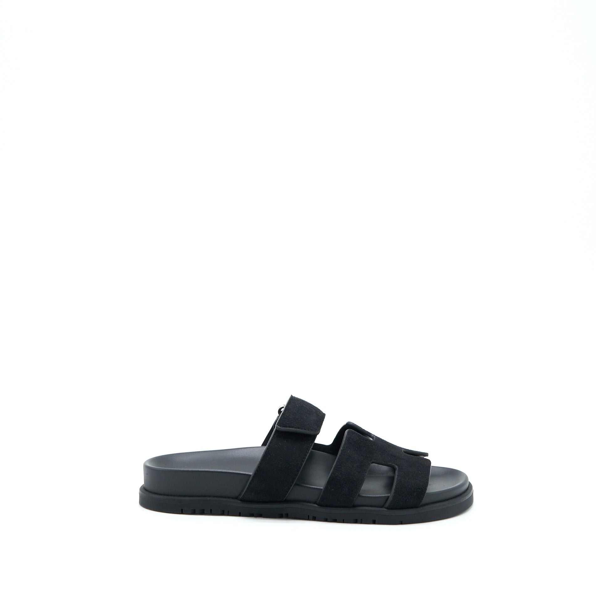 HERMES CHYPRE SANDAL SUEDE BLACK SHW