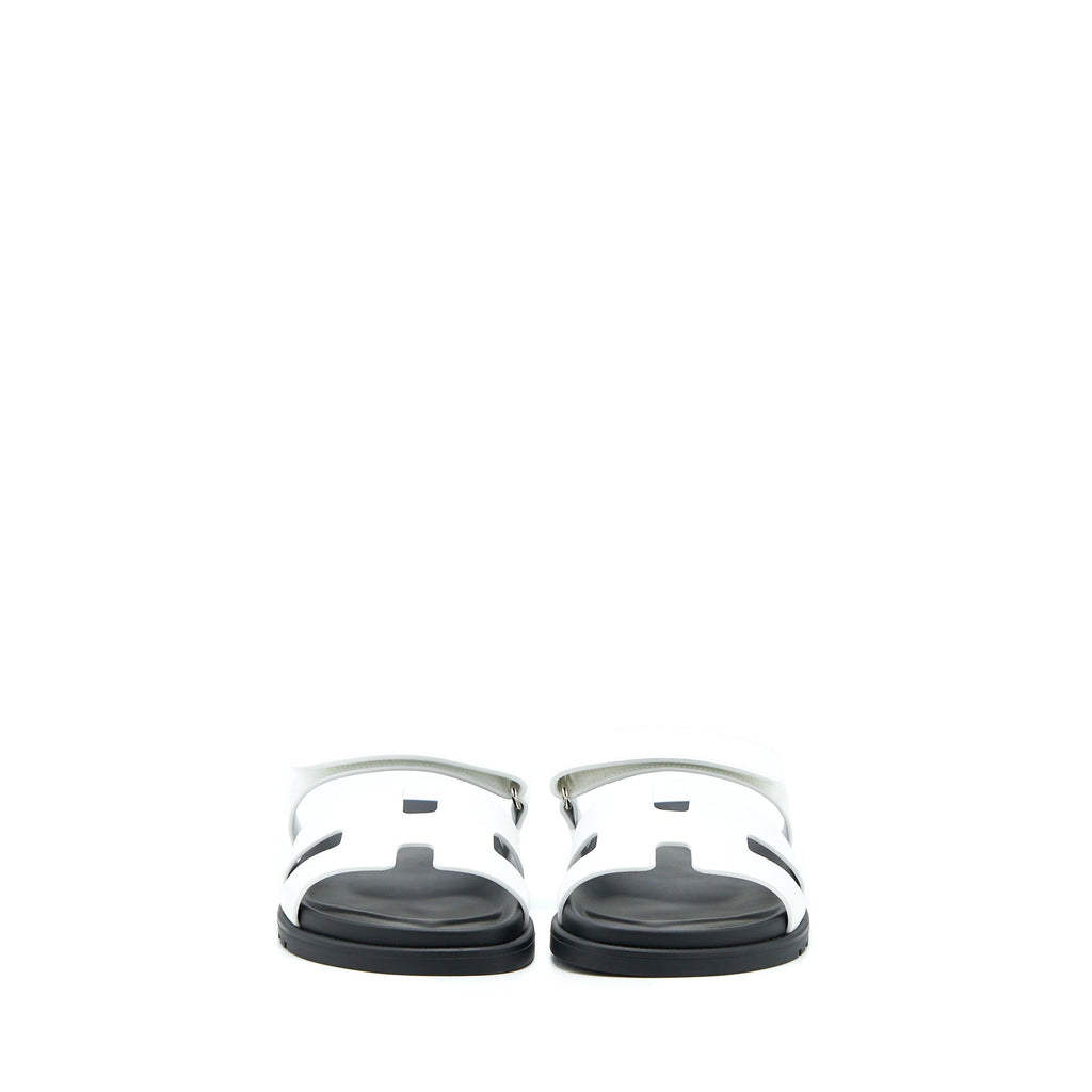 HERMES CHYPRE SANDAL SUEDE WHITE/BLACK SHW