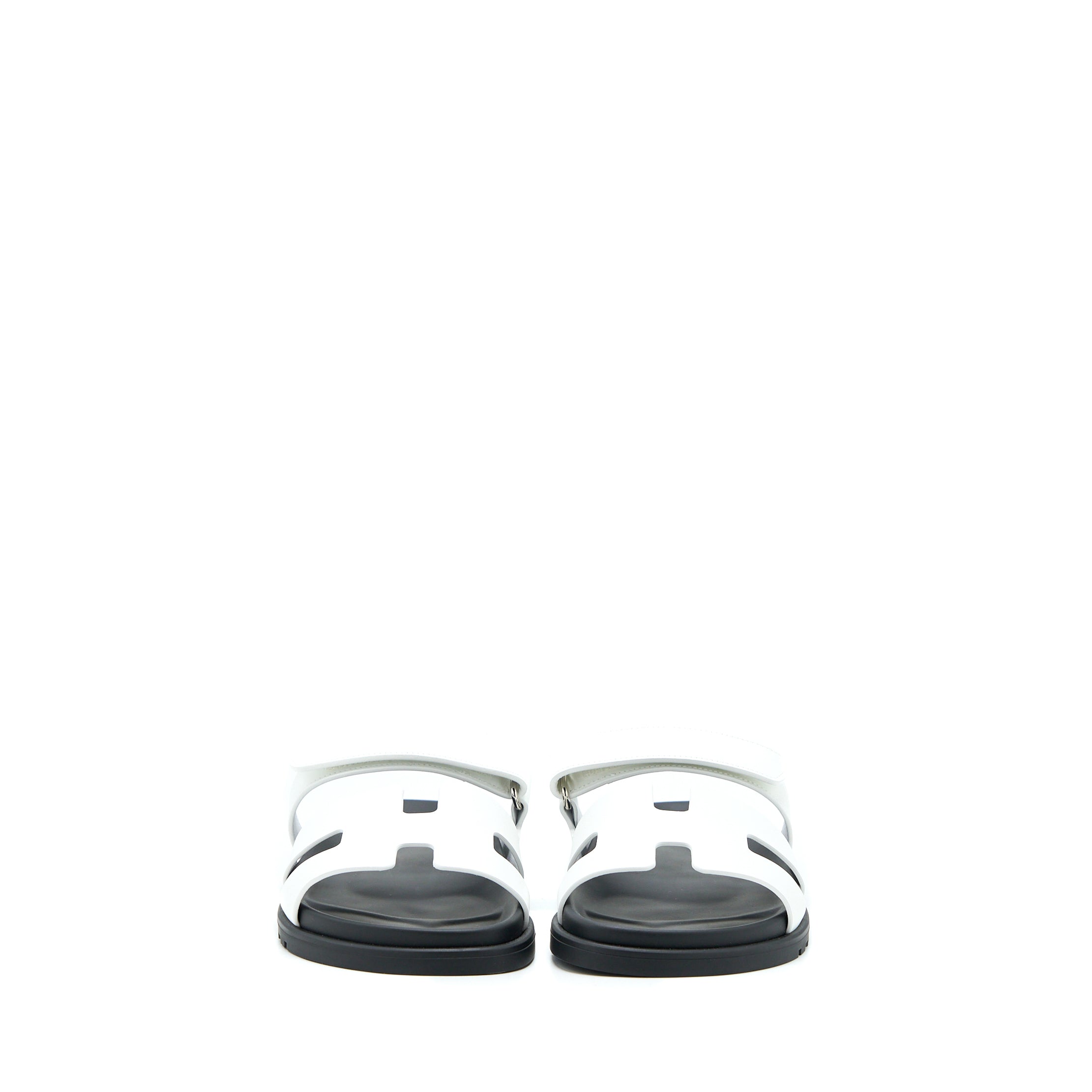 HERMES CHYPRE SANDAL SUEDE WHITE/BLACK SHW